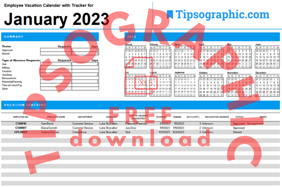 Download The 2023 Employee Vacation Calendar With Tracker-Employee Vacation Calendar Template 2021