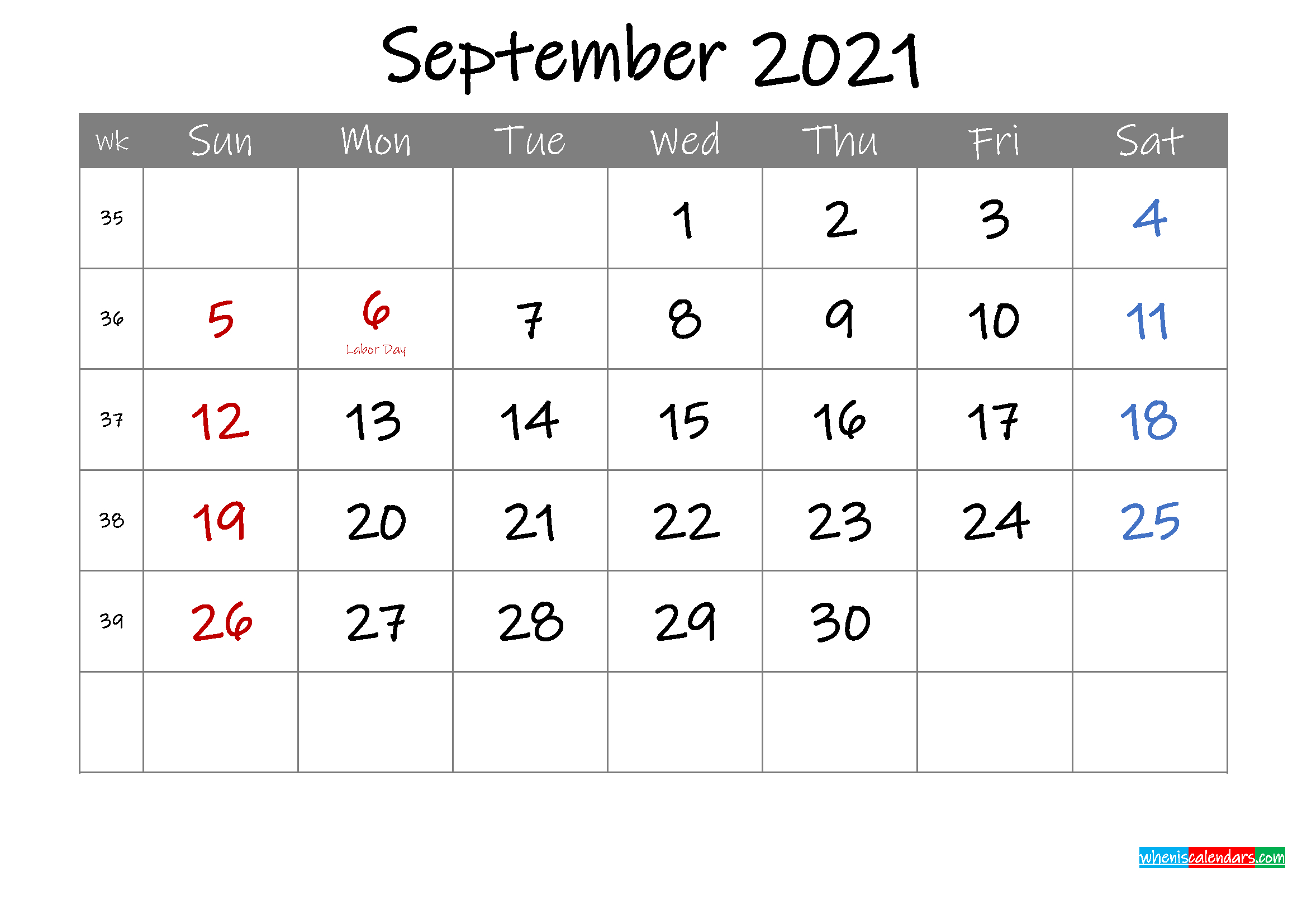 Editable September 2021 Calendar With Holidays - Template-Microsoft Word Editable Calendar 2021