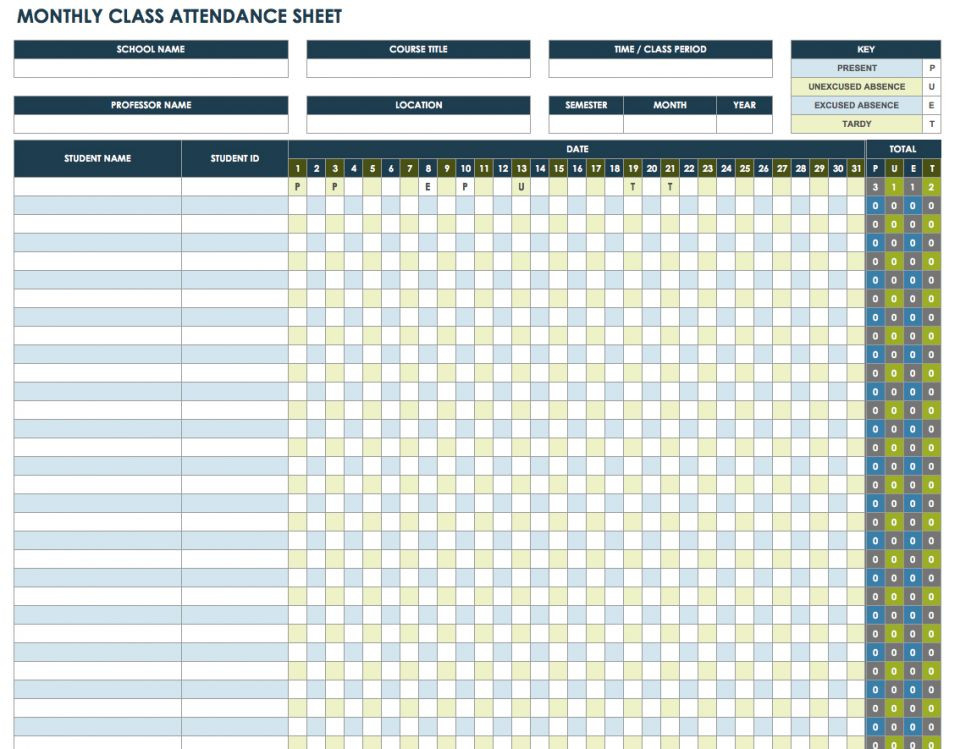 Employee Attendance Calendar 2021 - Free Tracker Pdf Excel-2021 Attendance Calendar Download