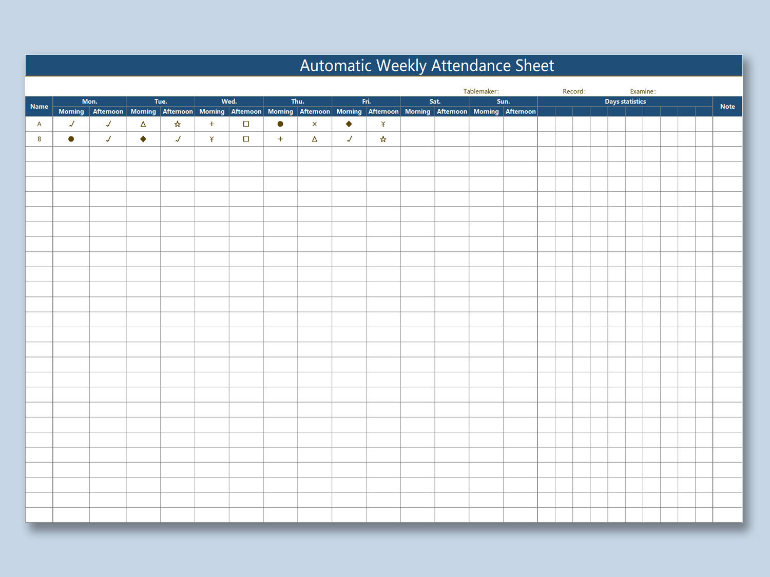 Employee Attendance Sheet Calendar Tracker Template In Pdf-2021 Attendance Calendar Download
