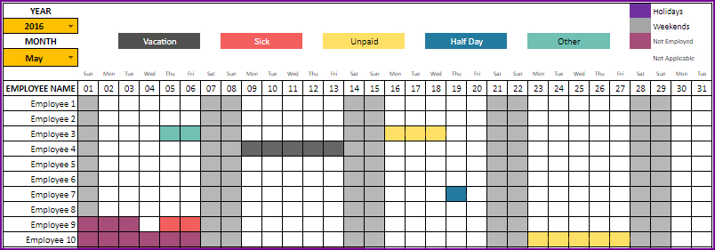 Employee Leave Tracker Google Sheets Template 2021-Employee Vacation Schedule 2021