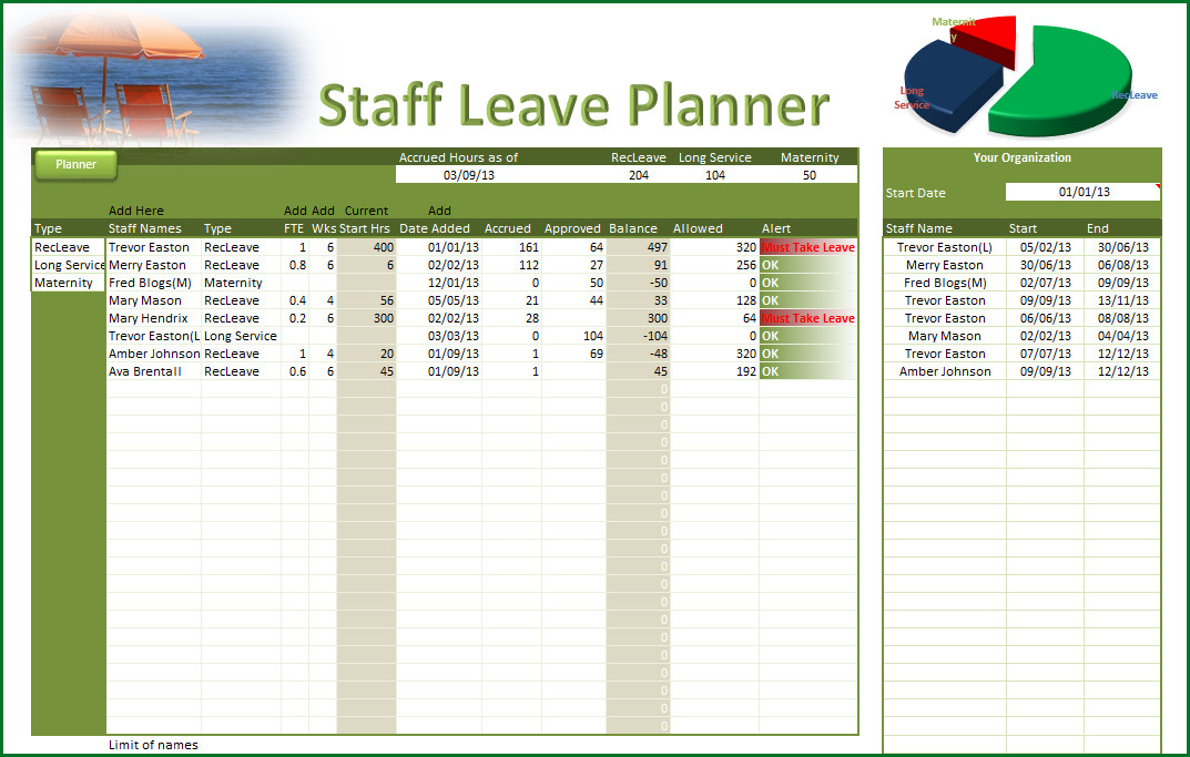Employee Vacation Planner Template Excel - Task List Templates-2021 Vacation Planner For Tem