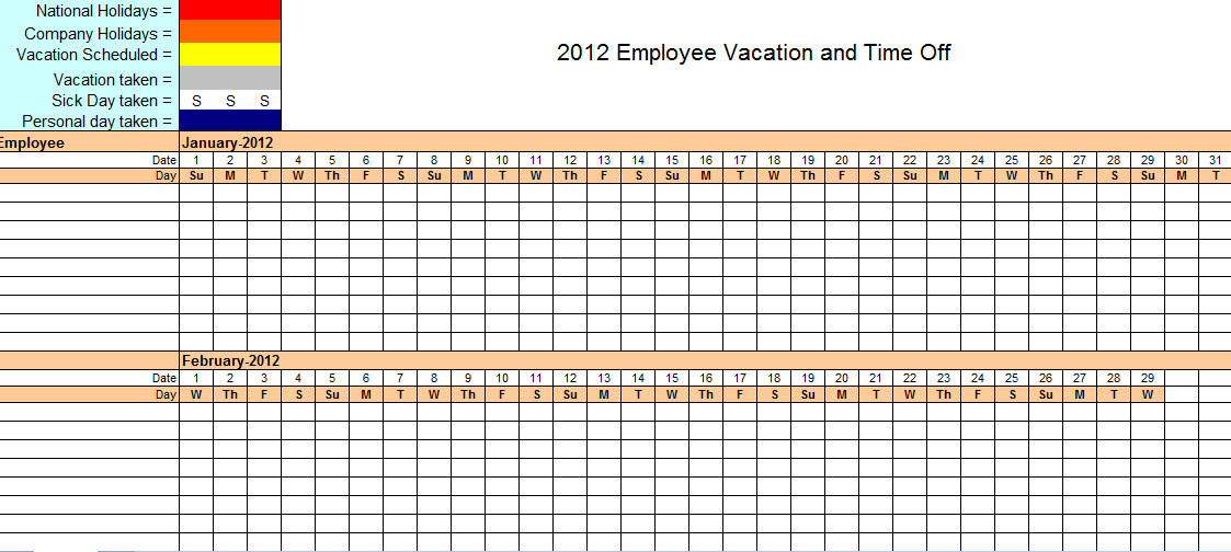 Employee Vacation Tracker - Emmamcintyrephotography-Excel Calendar Template For Vacations 2021