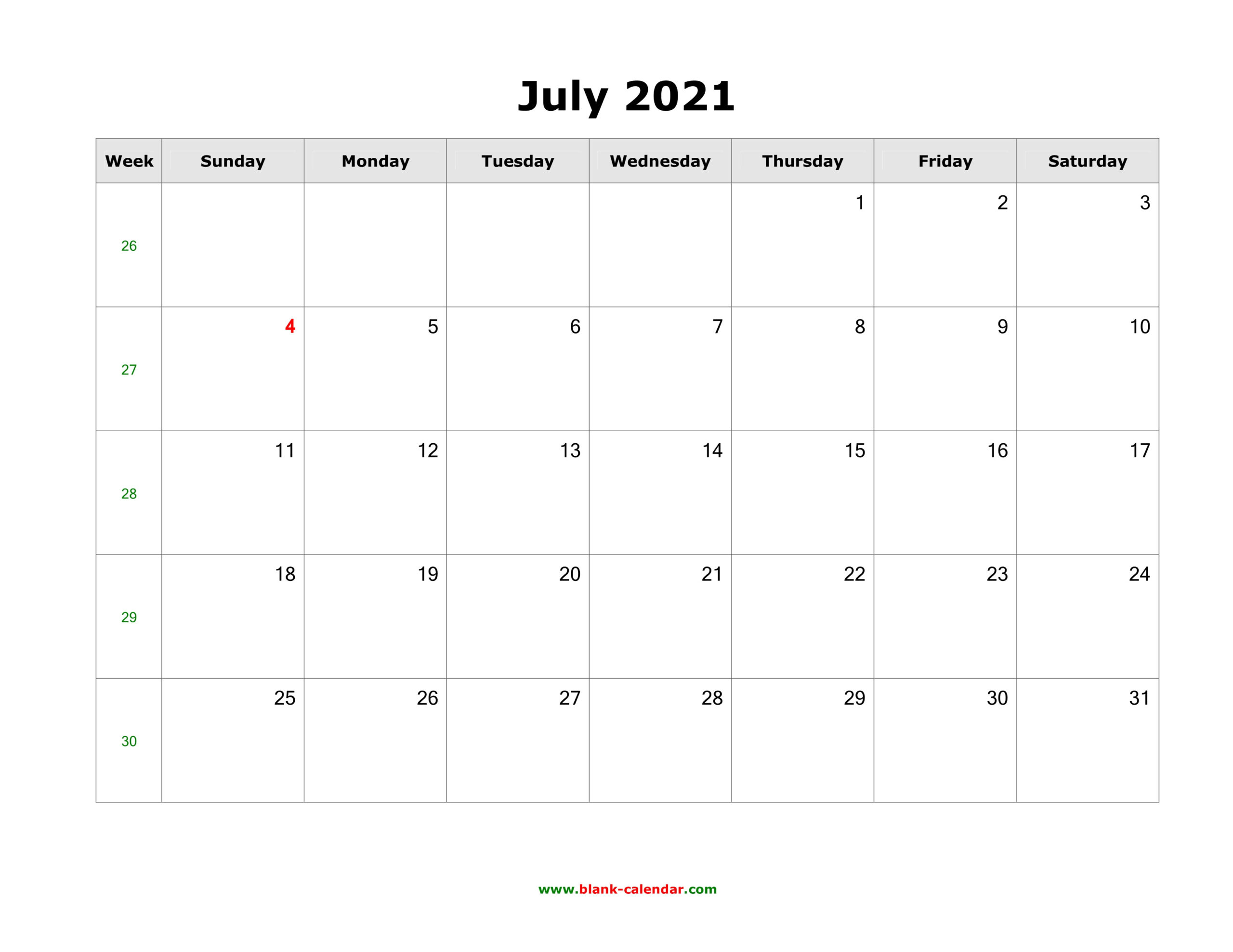 Empty July 2021 Calendar | Printable March-Monthly Calendar Printable 2021 A3