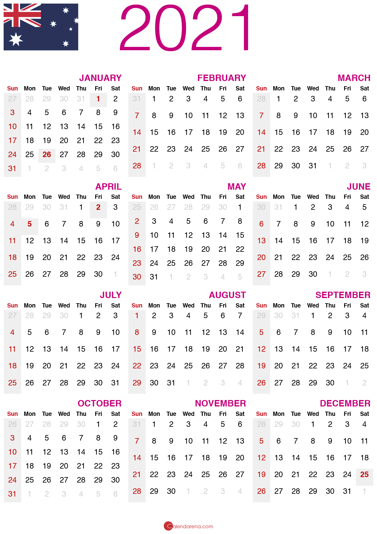 🇦🇺 Download Free 2021 Calendar Australia 🇦🇺-Download Free 2021 Calendar