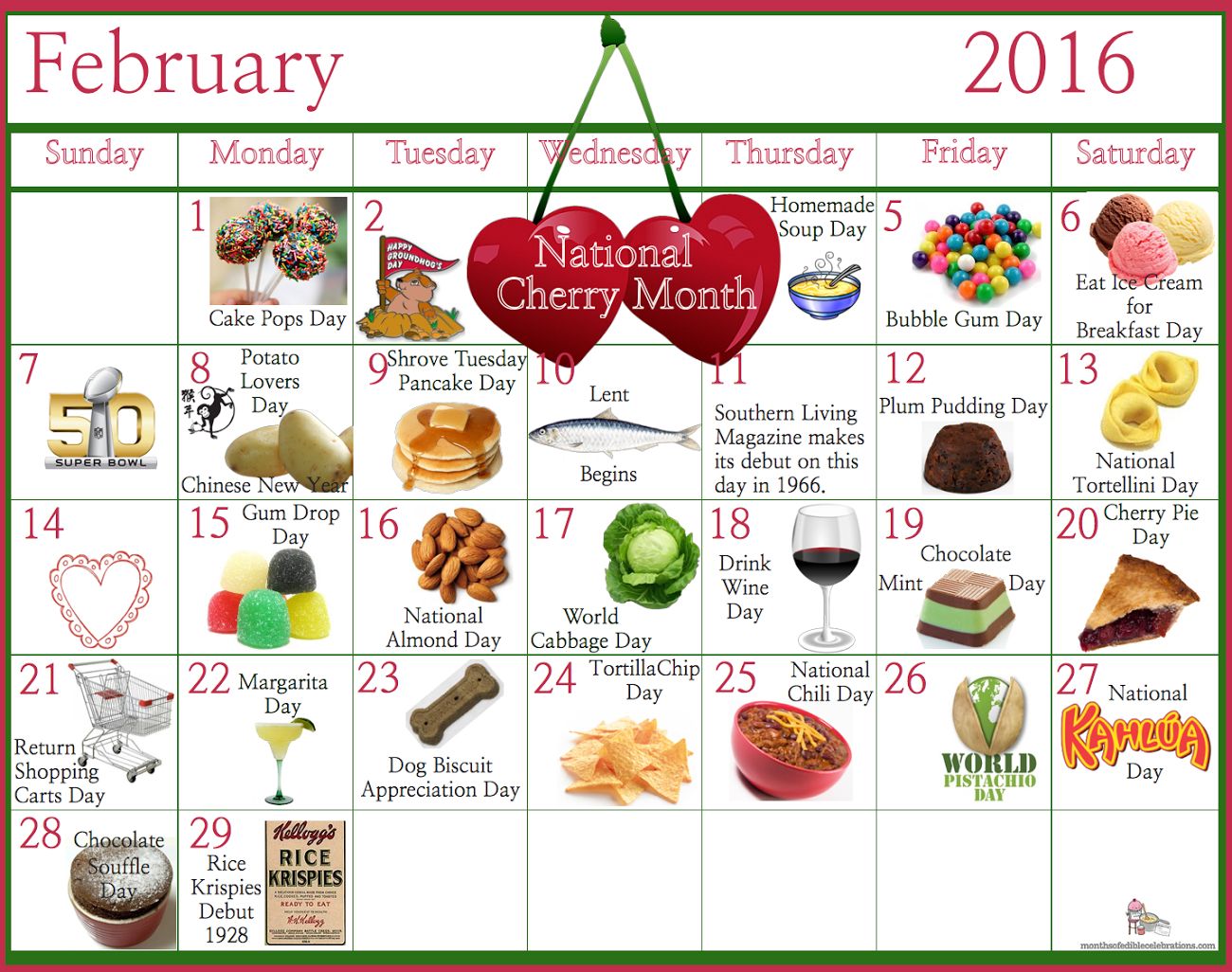 February 2016 Food Celebrations Calendar | Plum Pudding-National Food Day Monthly Calendar 2021