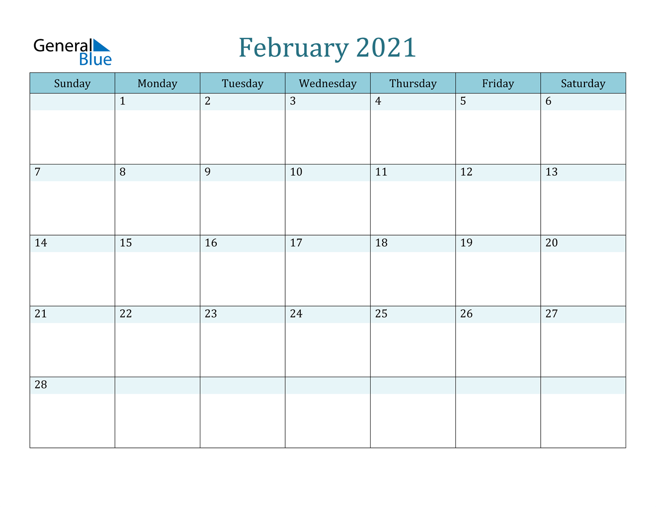 February 2021 Calendar - Pdf Word Excel-Calendar Template 2021 February Fill In