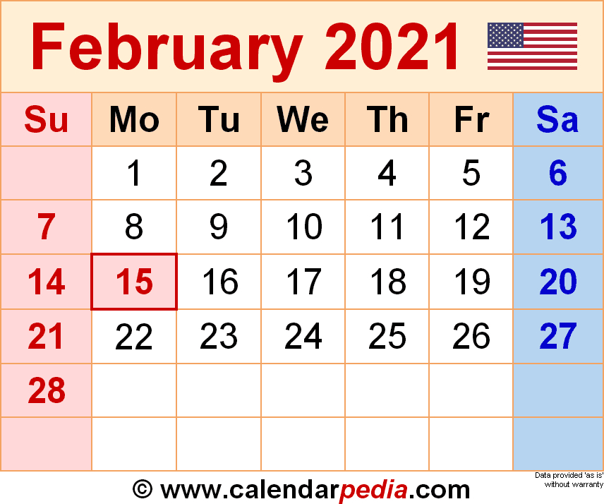 February 2021 Calendar | Templates For Word, Excel And Pdf-February Calendar 2021