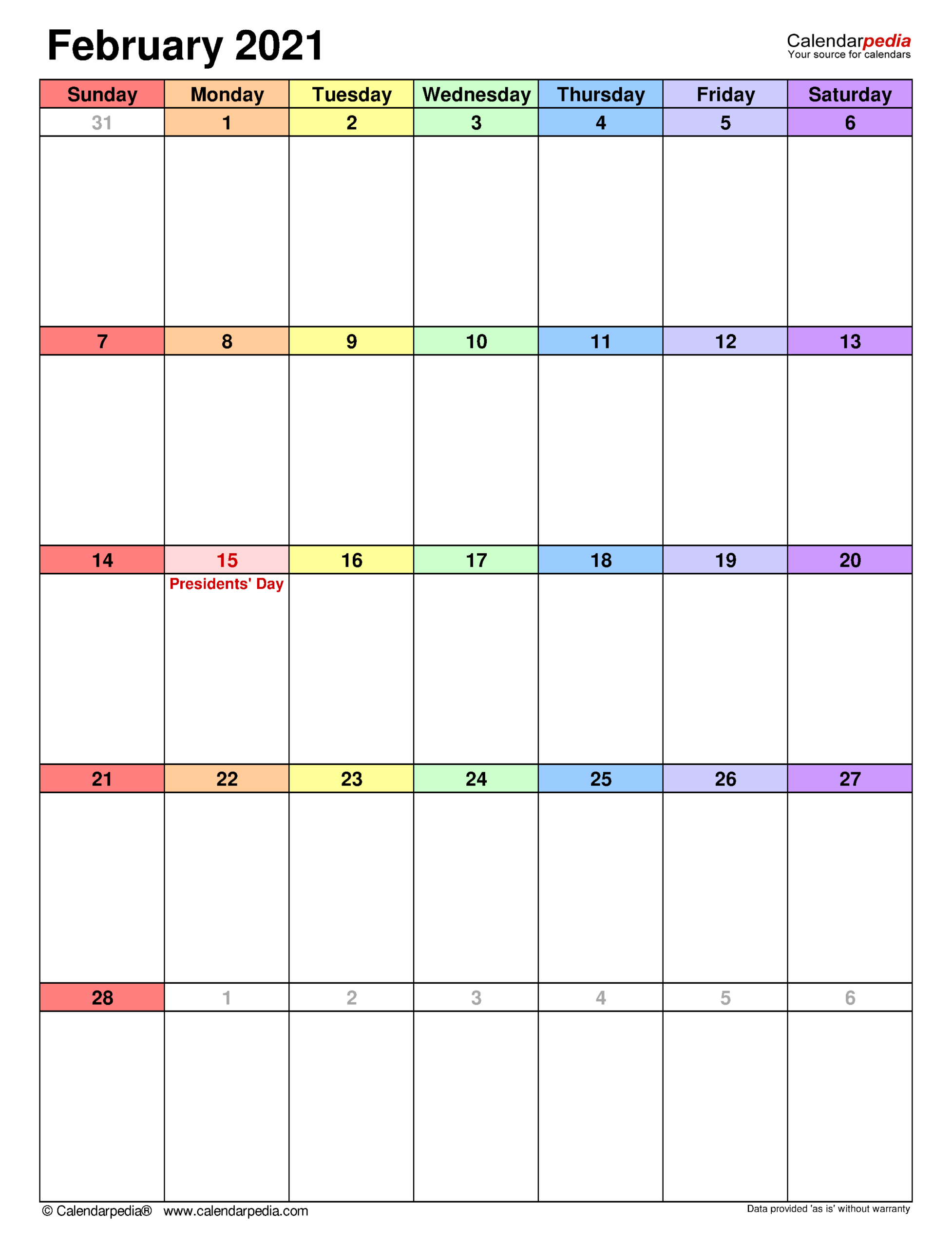 February 2021 Calendar | Templates For Word, Excel And Pdf-February Calendar 2021