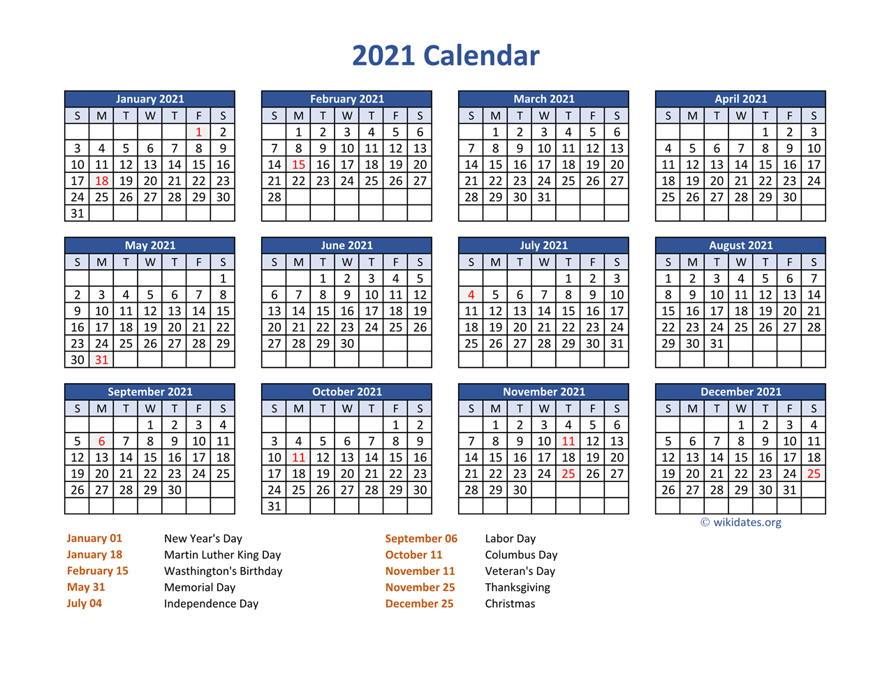 Federal Holidays 2021 Calendar Printable : Calendar 2021-Editable Payroll Calendar 2021