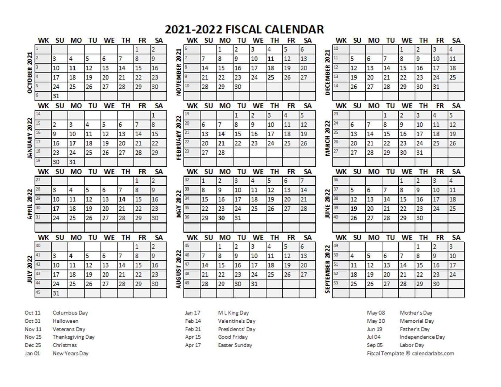 Fiscal Calendar 2021-22 Templates - Free Printable Templates-Fiscal Year Calender Print October