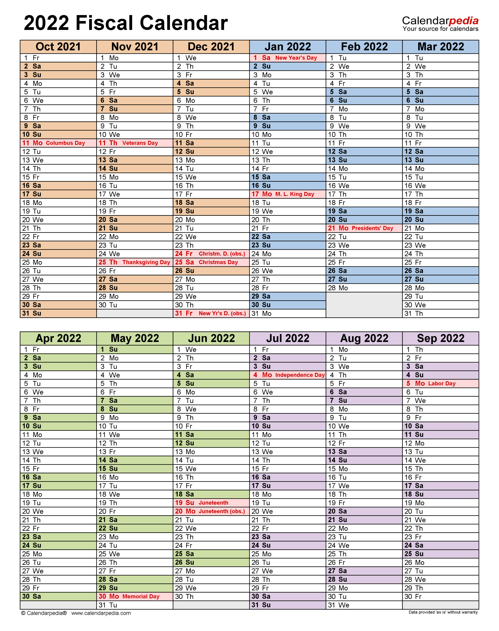 Fiscal Calendars 2022 - Free Printable Excel Templates-Fiscal Year Calender Print October