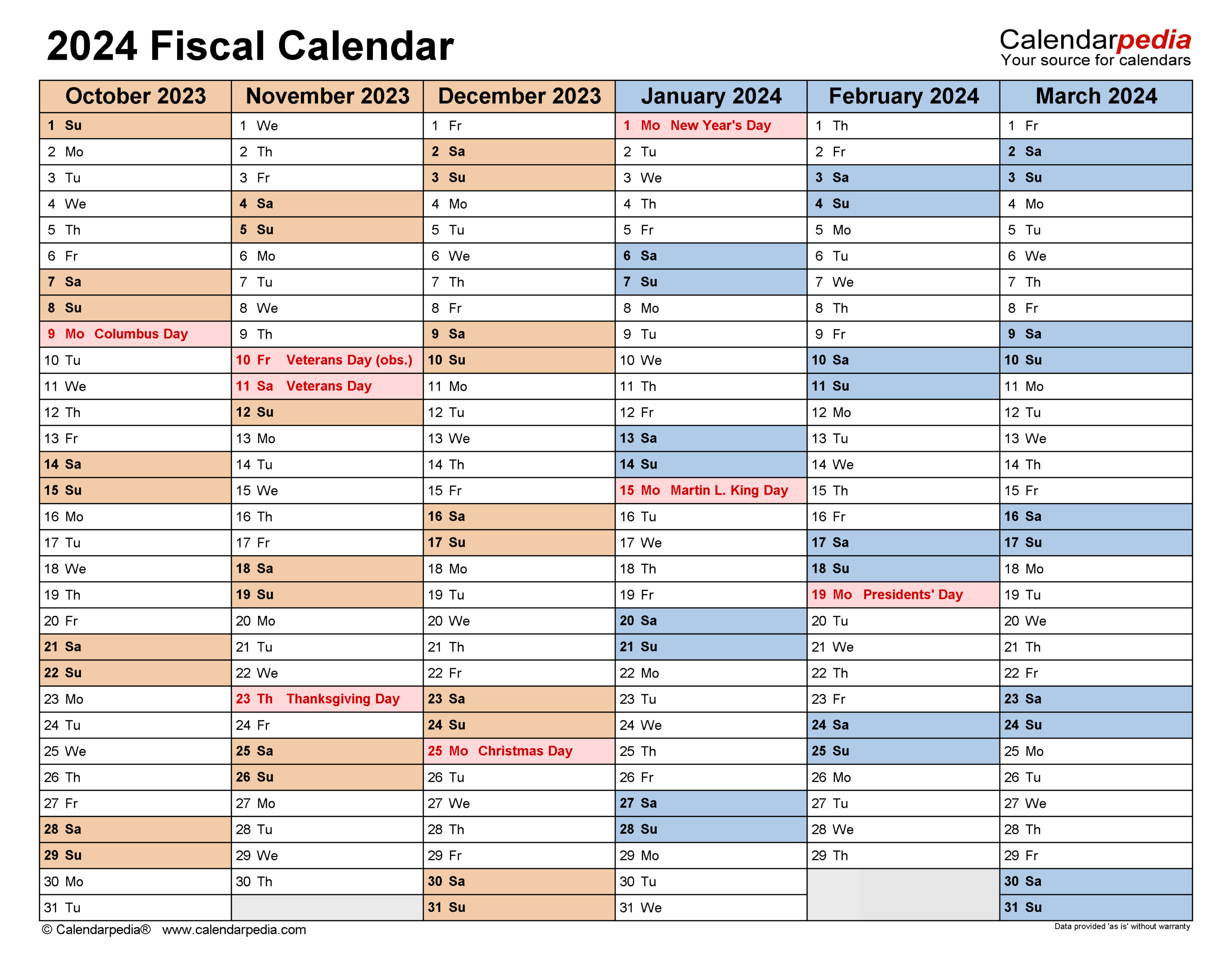Fiscal Calendars 2024 - Free Printable Word Templates-Fiscal Year Calender Print October