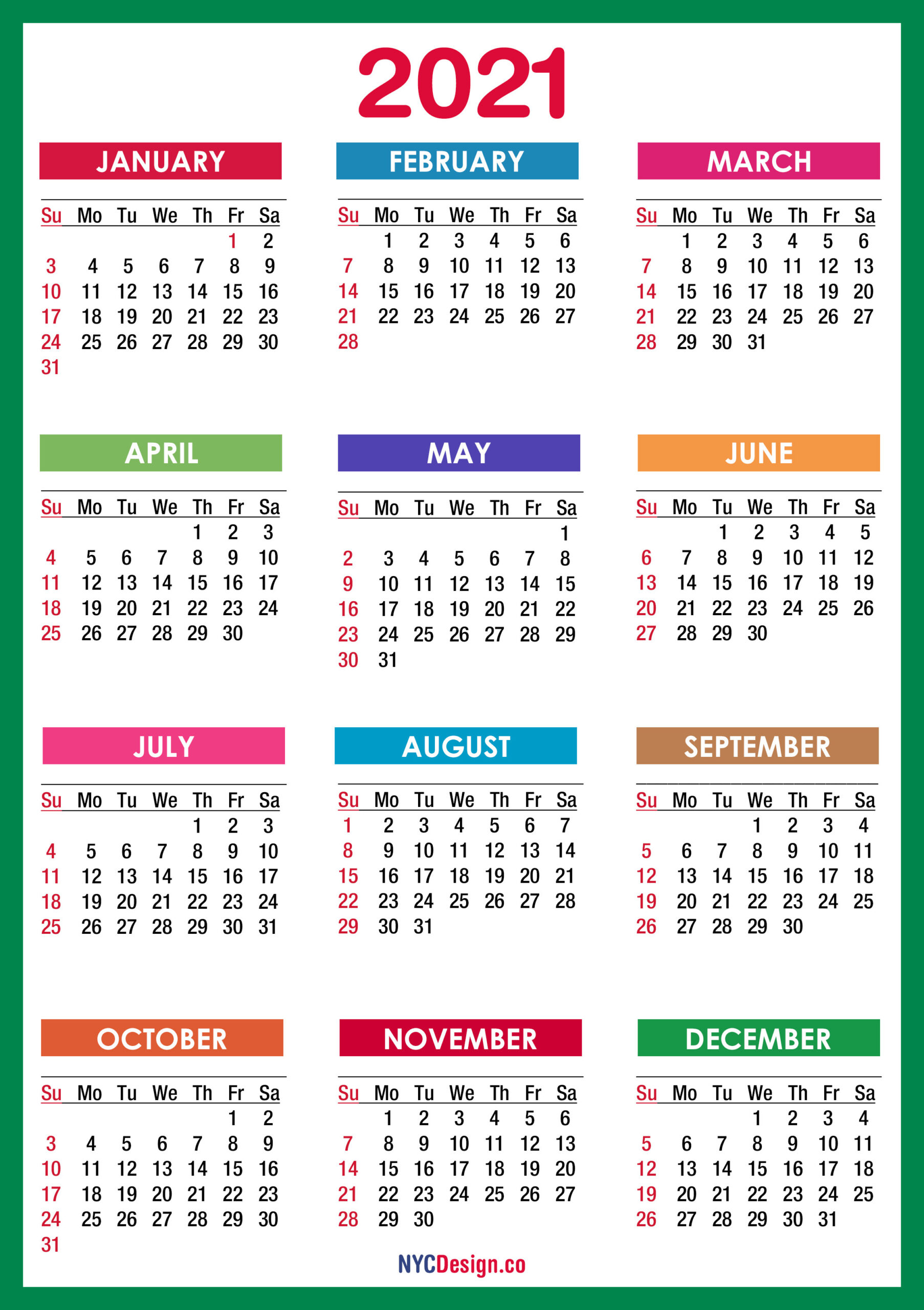 Free 2021 Calendar Printable Pdf | Free Letter Templates-2021 Two Page Monthly Calendar Printable Free