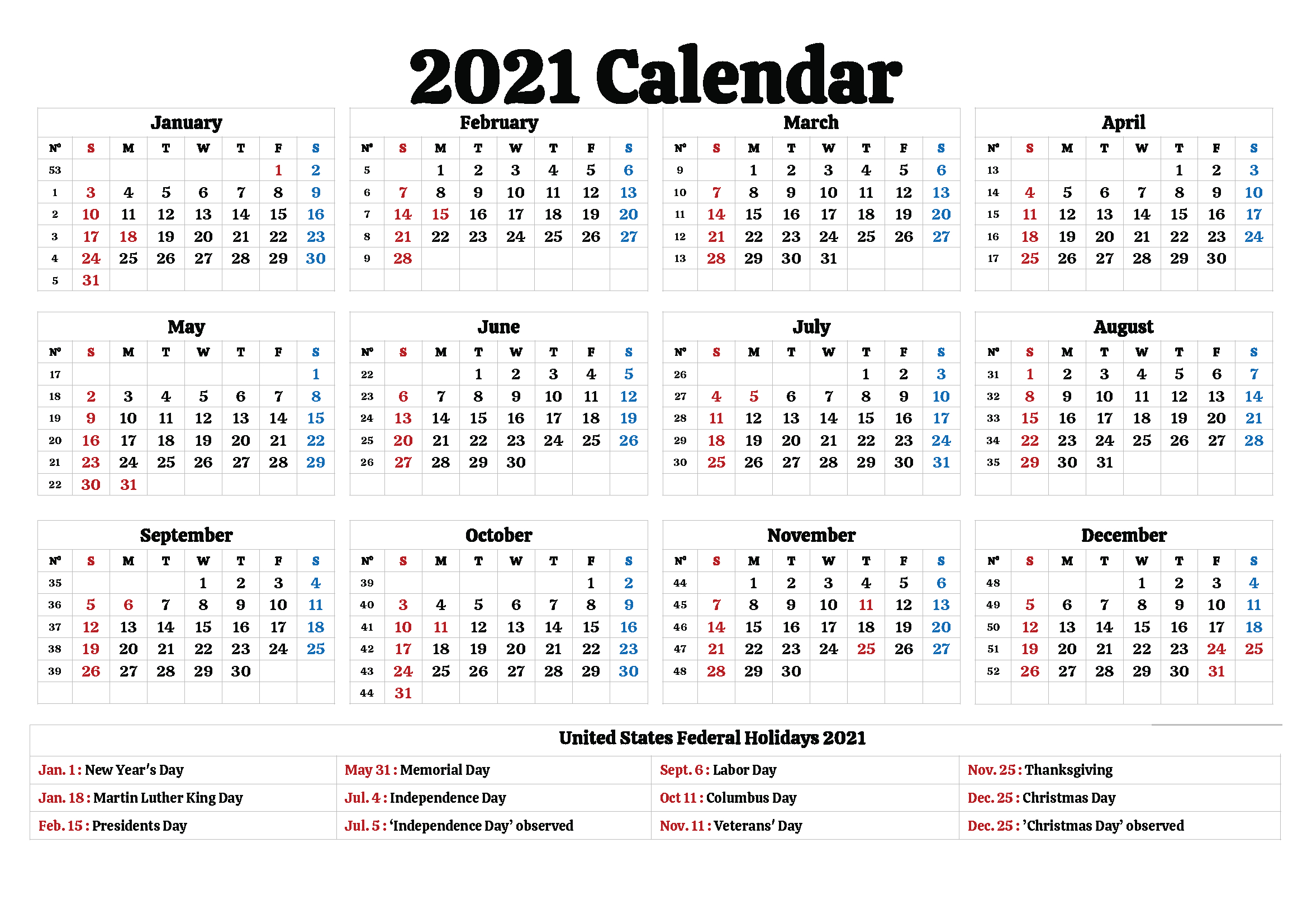 Free 2021 California Printable Calendar With Holidays [Pdf-2021 Calendar Printable Free