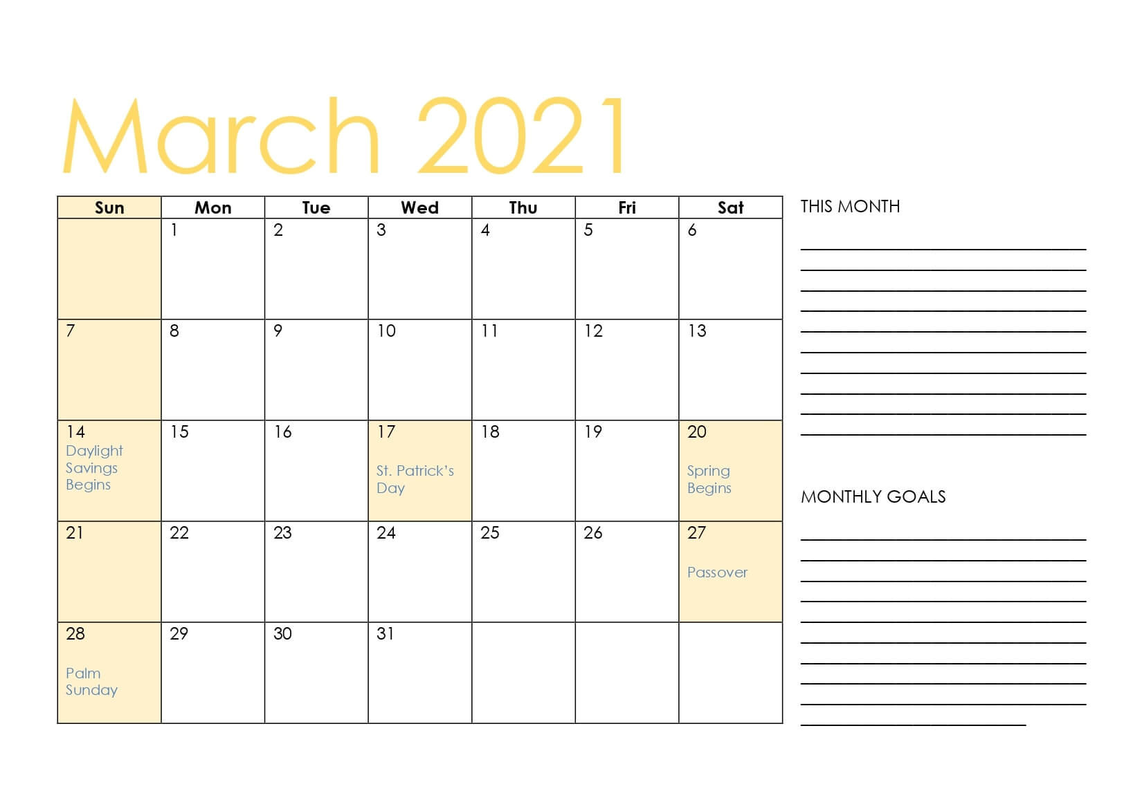 Free 2021 March Calendar Printable Editable Template Blank-Fillable Word Calendar 2021