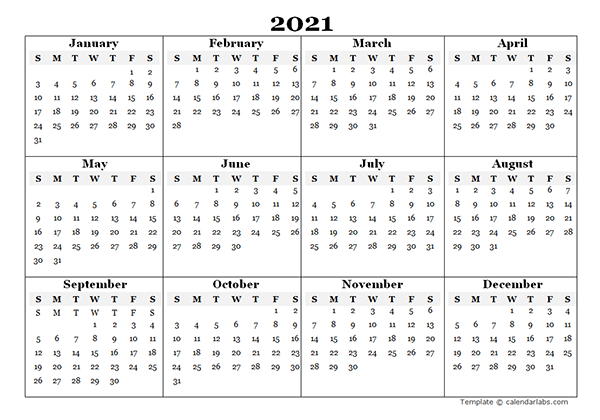 Free 2021 Yearly Calender Template : Fillable Calendar-2021 Fillable Printable Calendar Free