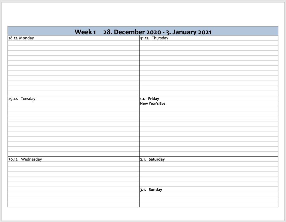 Free Annual Plan For 2021 [Excel Template]-2021 Vacation Planner Excel