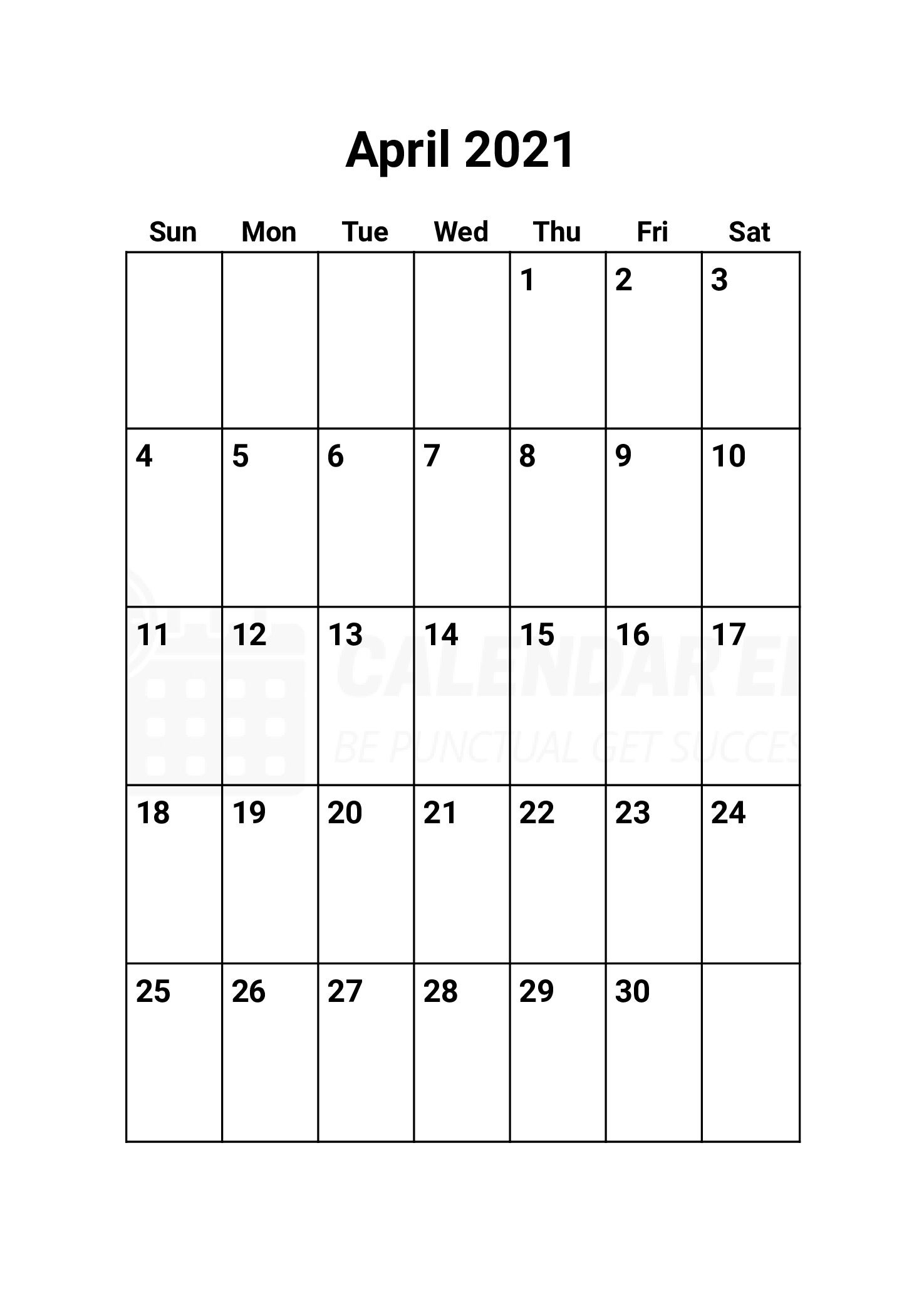 Free April 2021 Calendars | 2021 Blank Printable Templates-April 2021 Calendar Printable Free