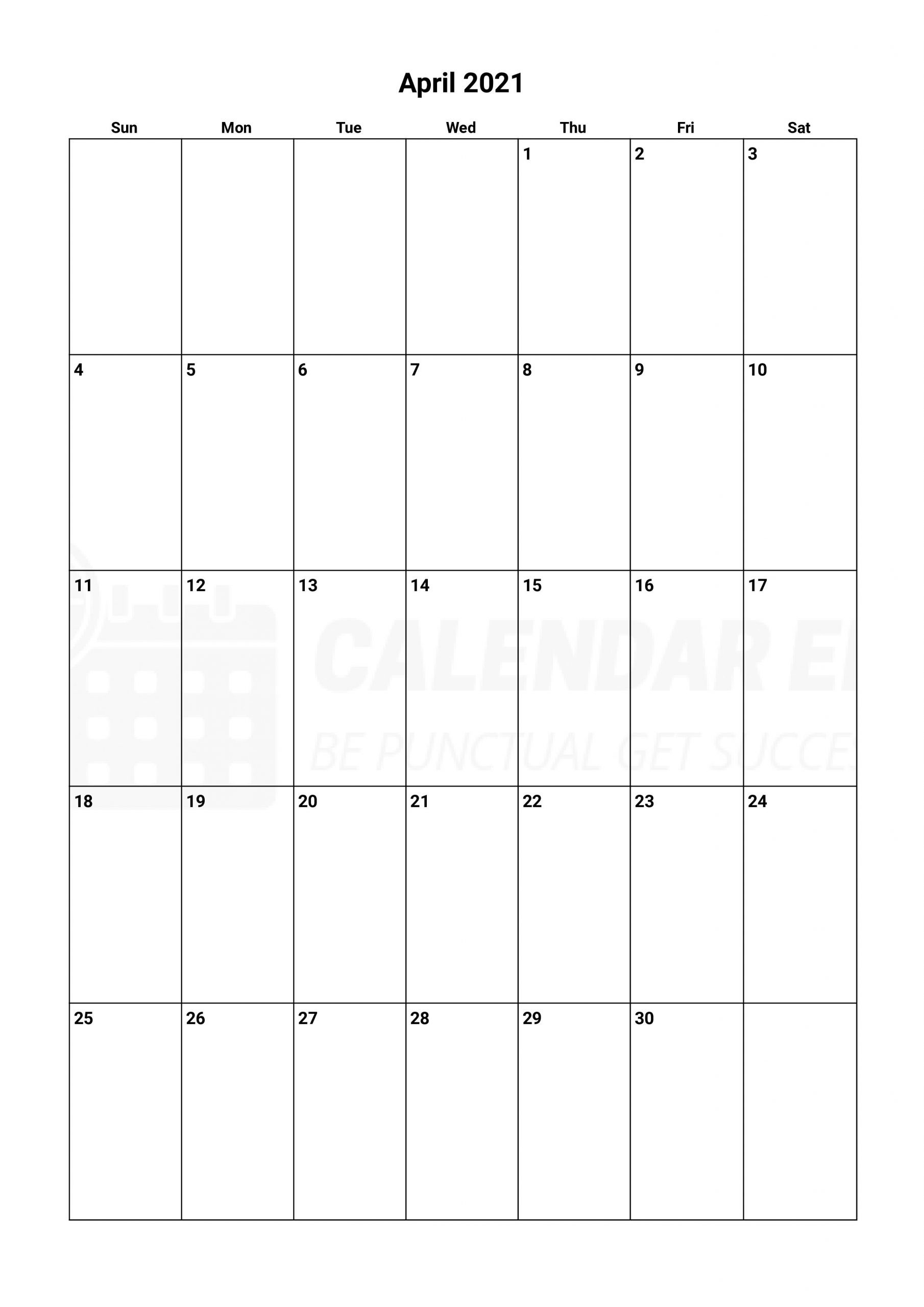 Free April 2021 Calendars | 2021 Blank Printable Templates-Blank April 2021 Calendar