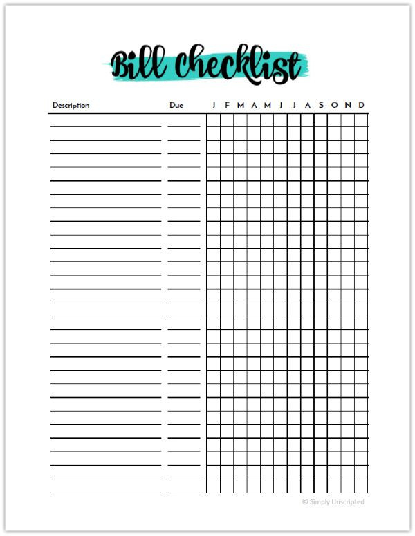 Free Bill Payment Checklist Printable Tracker | Bills-Free Monthly Bill Pay Checklist For 2021