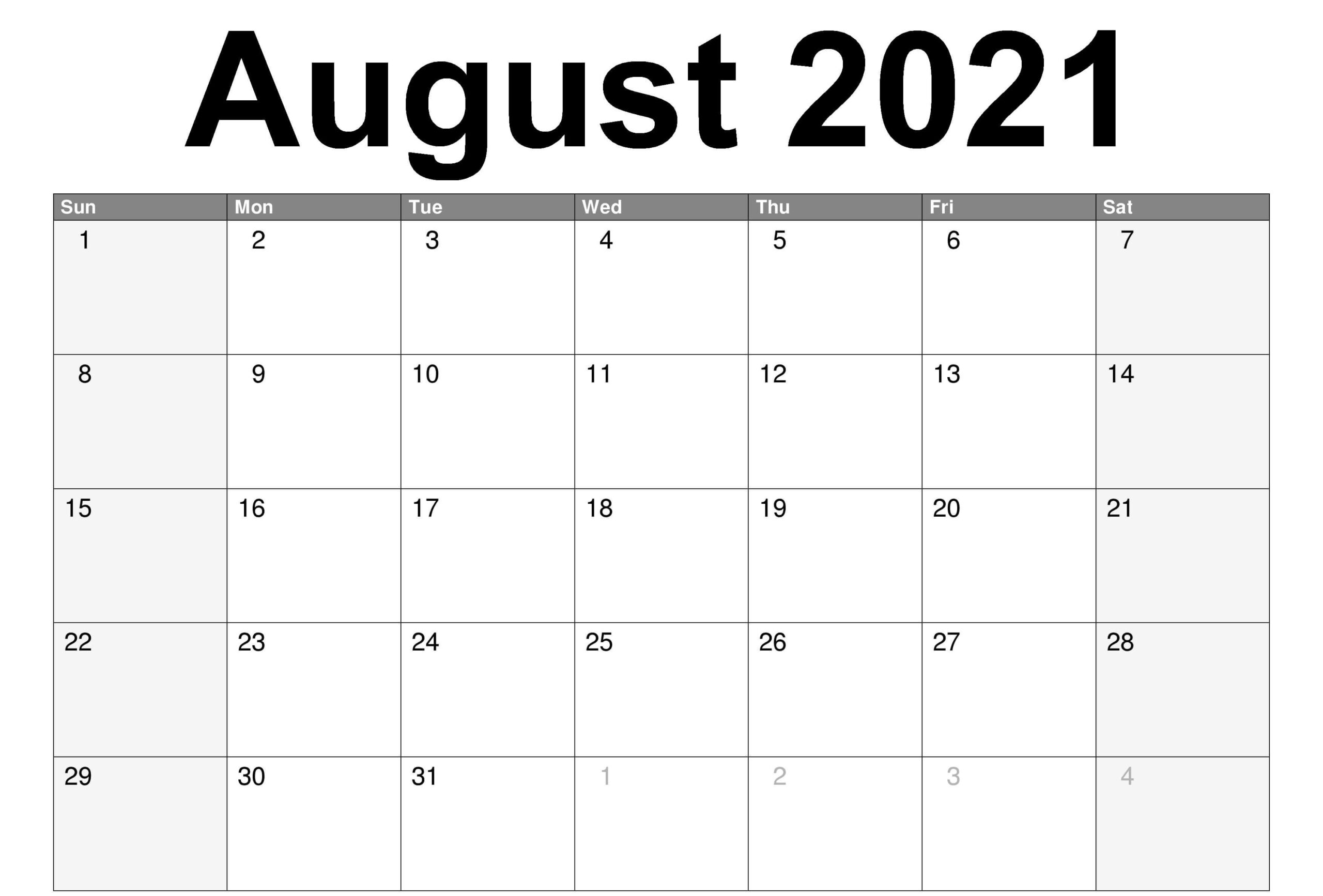 Free Blank Monthly 2021 Printable Calendar Template-August 2021 Calendar