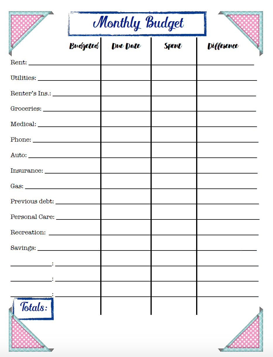 Free Budgeting Printables: Expenses, Goals, &amp; Monthly-Blank Monthly Bill Payment Worksheet 2021