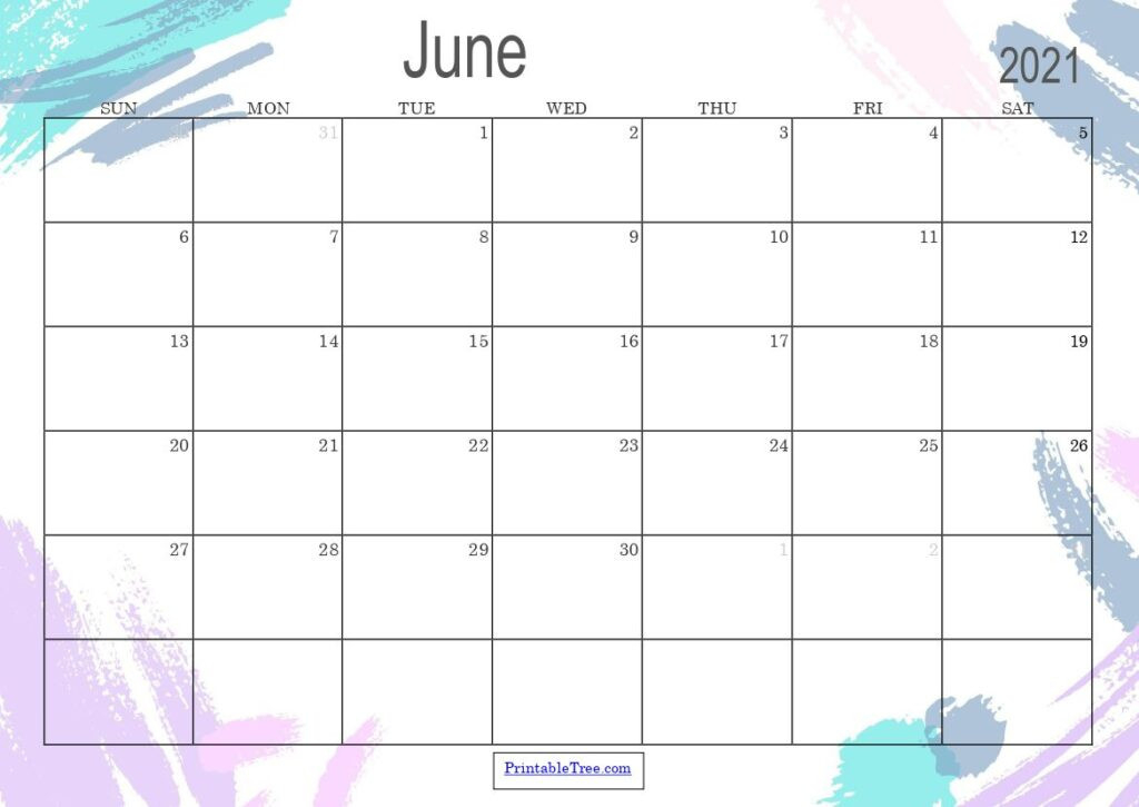Free Download June 2021 Printable Calendar Templates Pdf-Blank June Calendar 2021