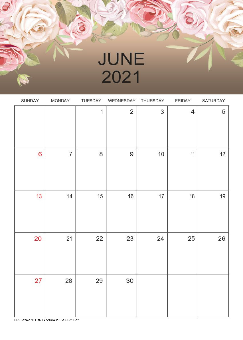 Free Download June 2021 Printable Calendar Templates Pdf-June 2021 Printable