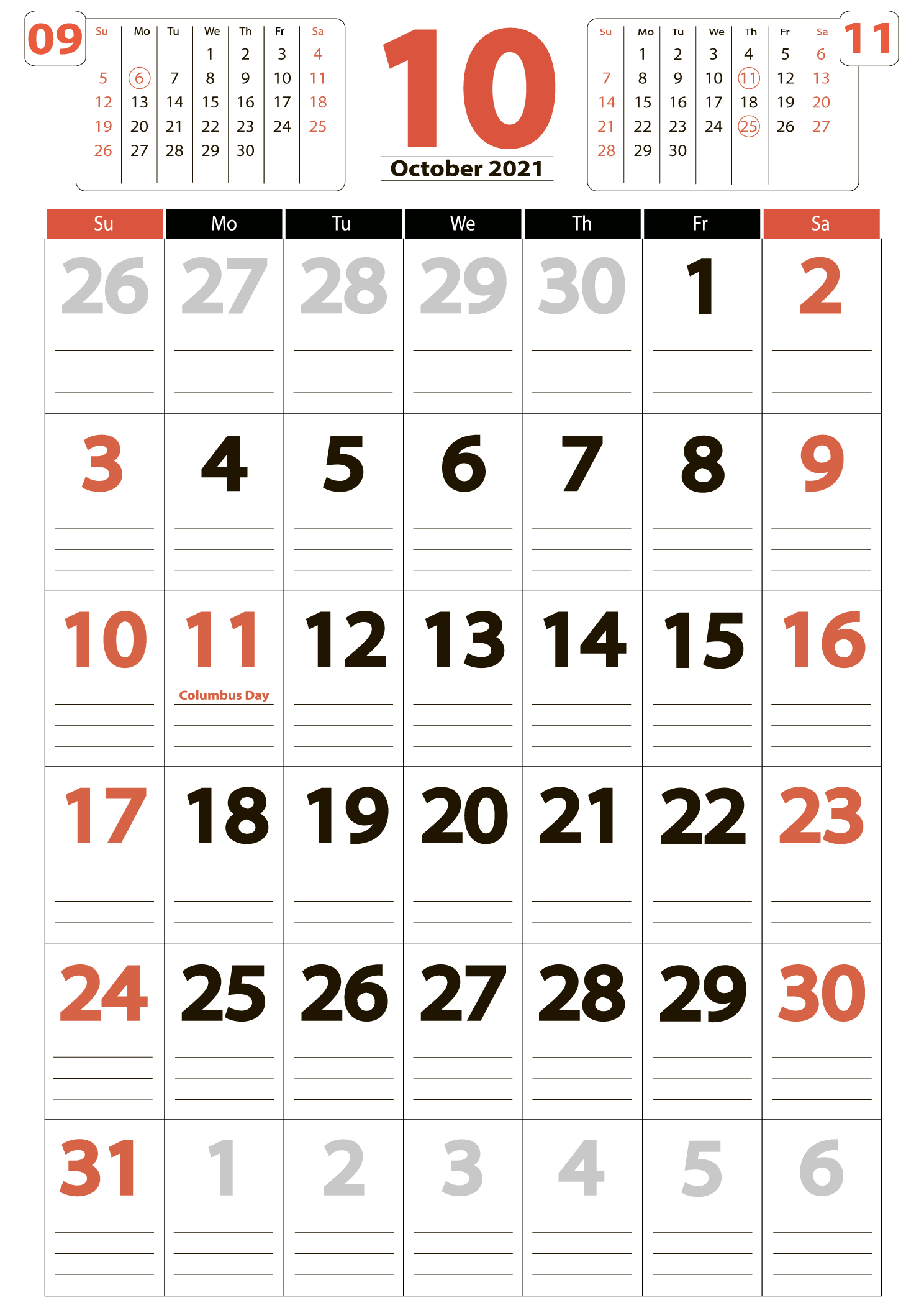 Free Download October 2021 Calendar Us-Calendar 2021 October