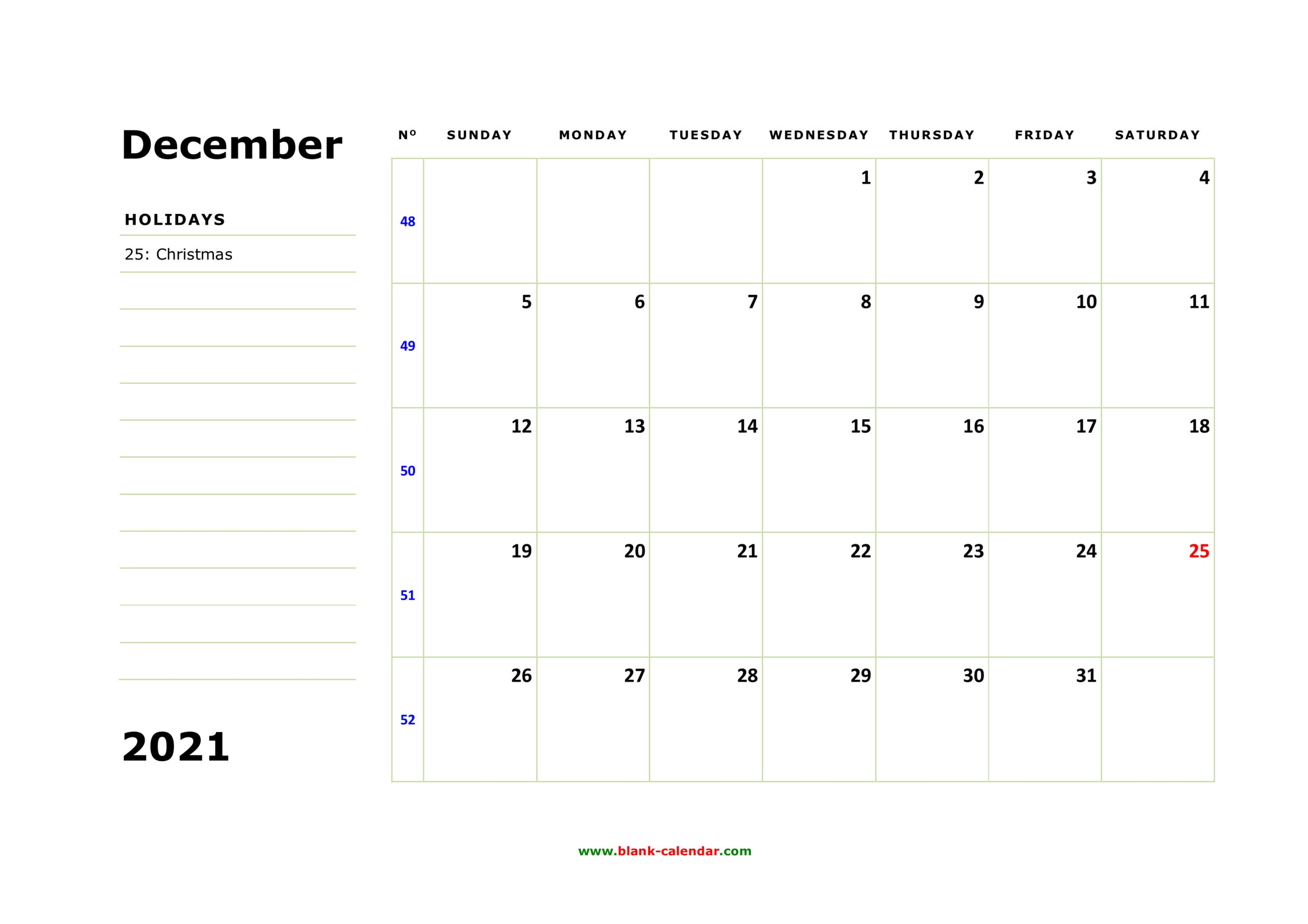 Free Download Printable December 2021 Calendar, Large Box-Free Printable Calendar For August --December 2021