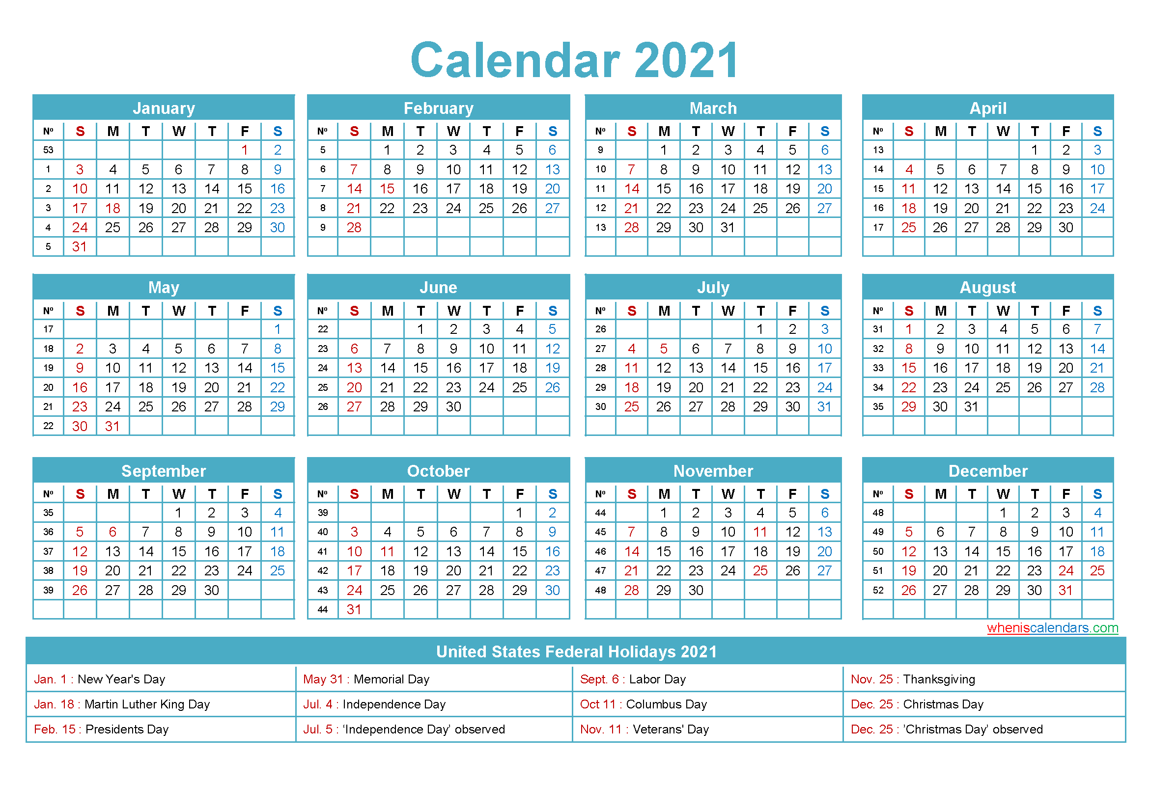 Free Editable Printable Calendar 2021 - Template No.ep21Y5-2021 Yearly Free Fillable Calendar