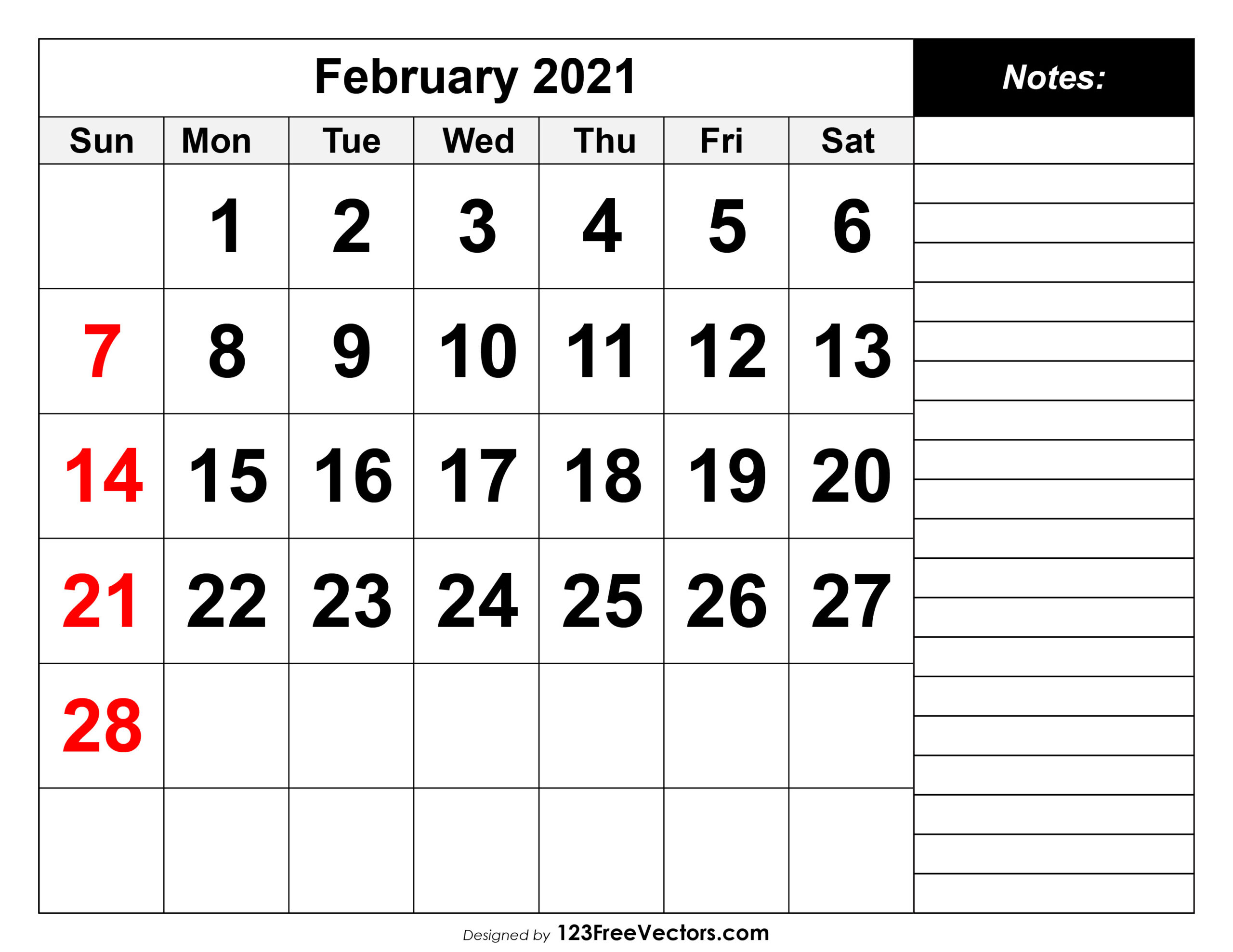 Free February 2021 Printable Calendar-Printable Calendar February 2021 Pdf