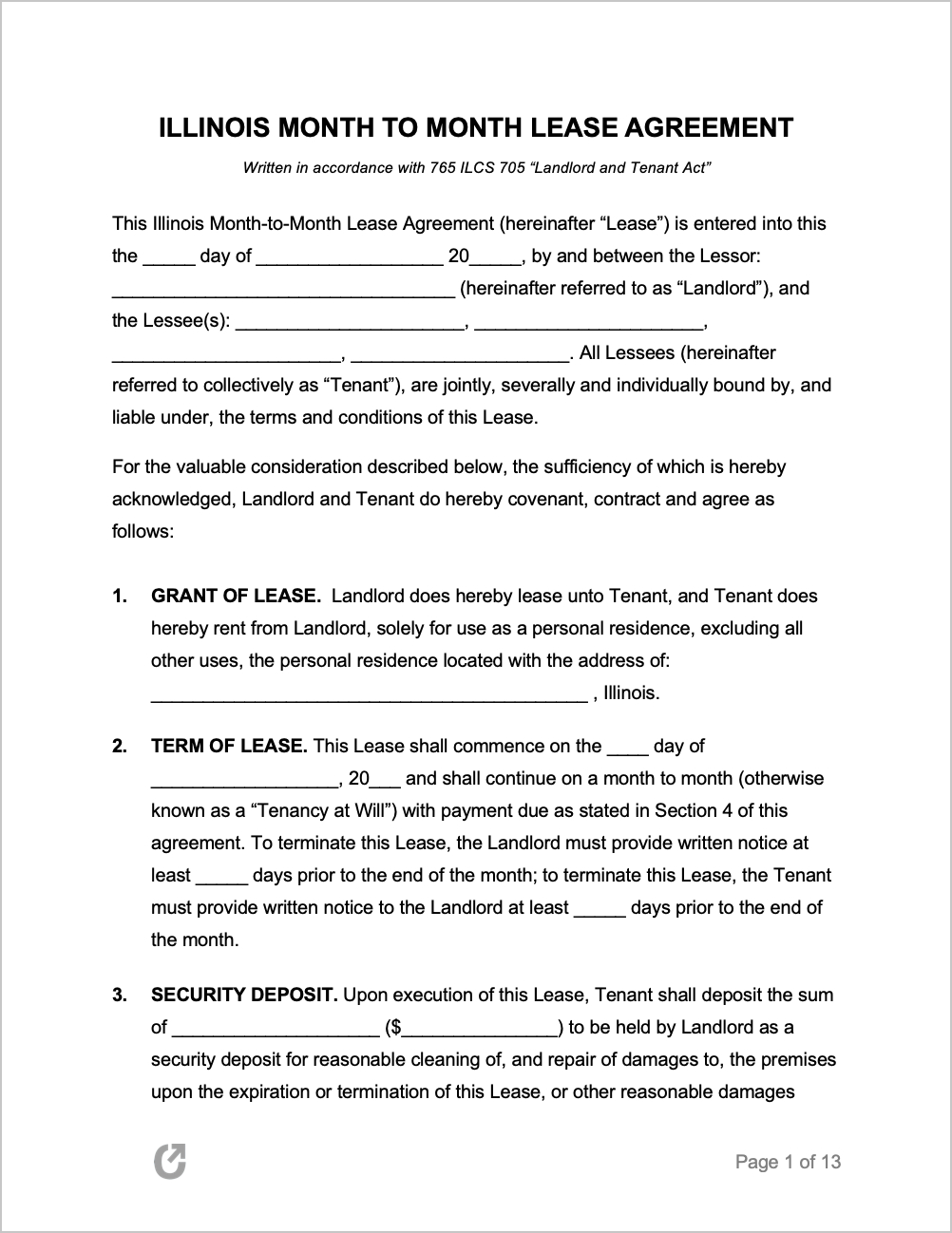 Free Illinois Month-To-Month Lease Agreement | Pdf | Word-Blank Il W 9 Form 2021 Printable