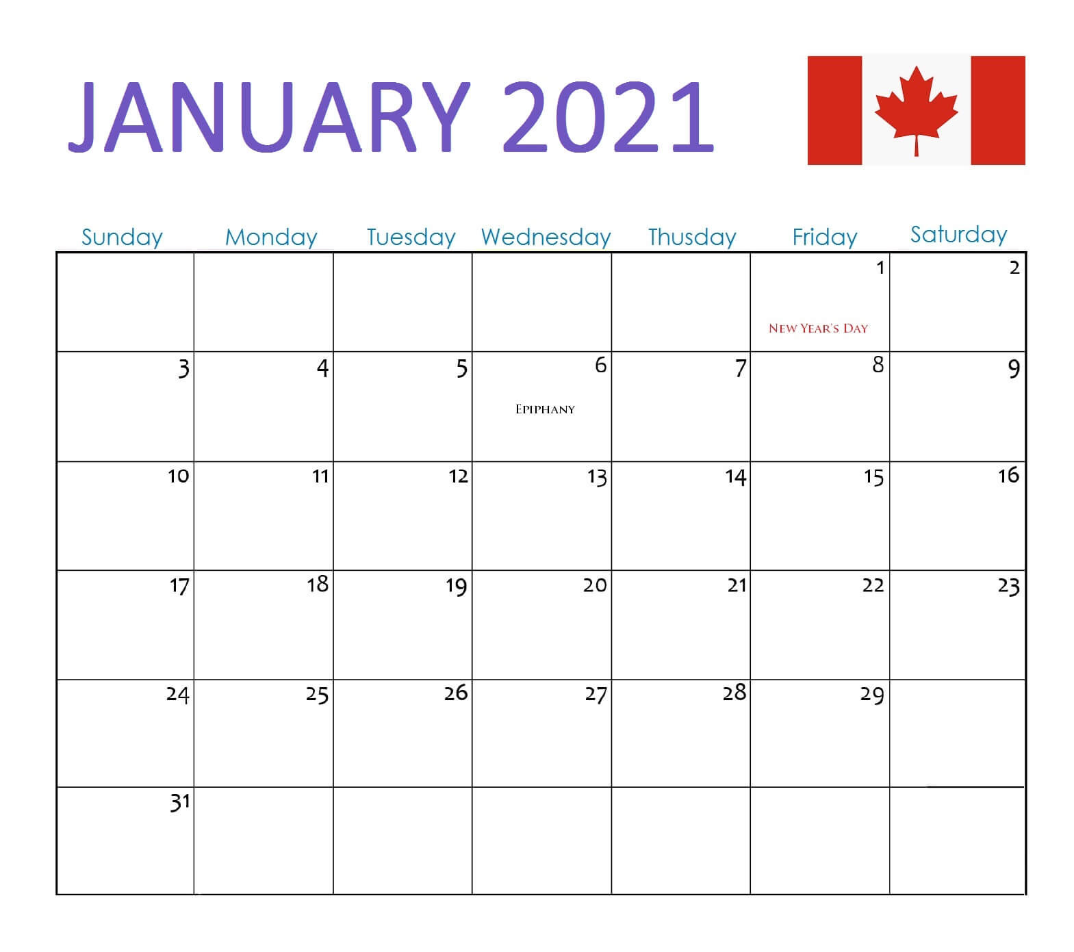 Free January 2021 Calendar - Blank Printable Template-Blank Calendar 2021 Printable Monthly