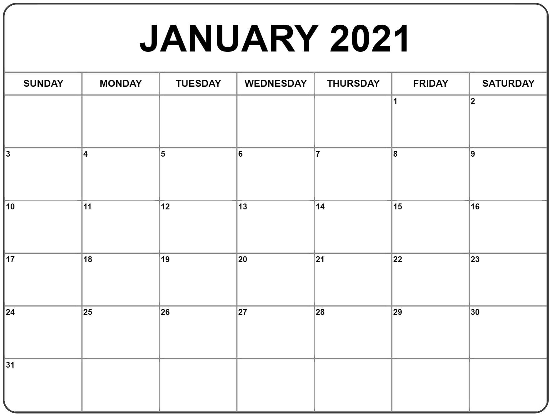 Free January 2021 Calendar Printable Blank Templates-Free Monthly May Calendar With Notes 2021