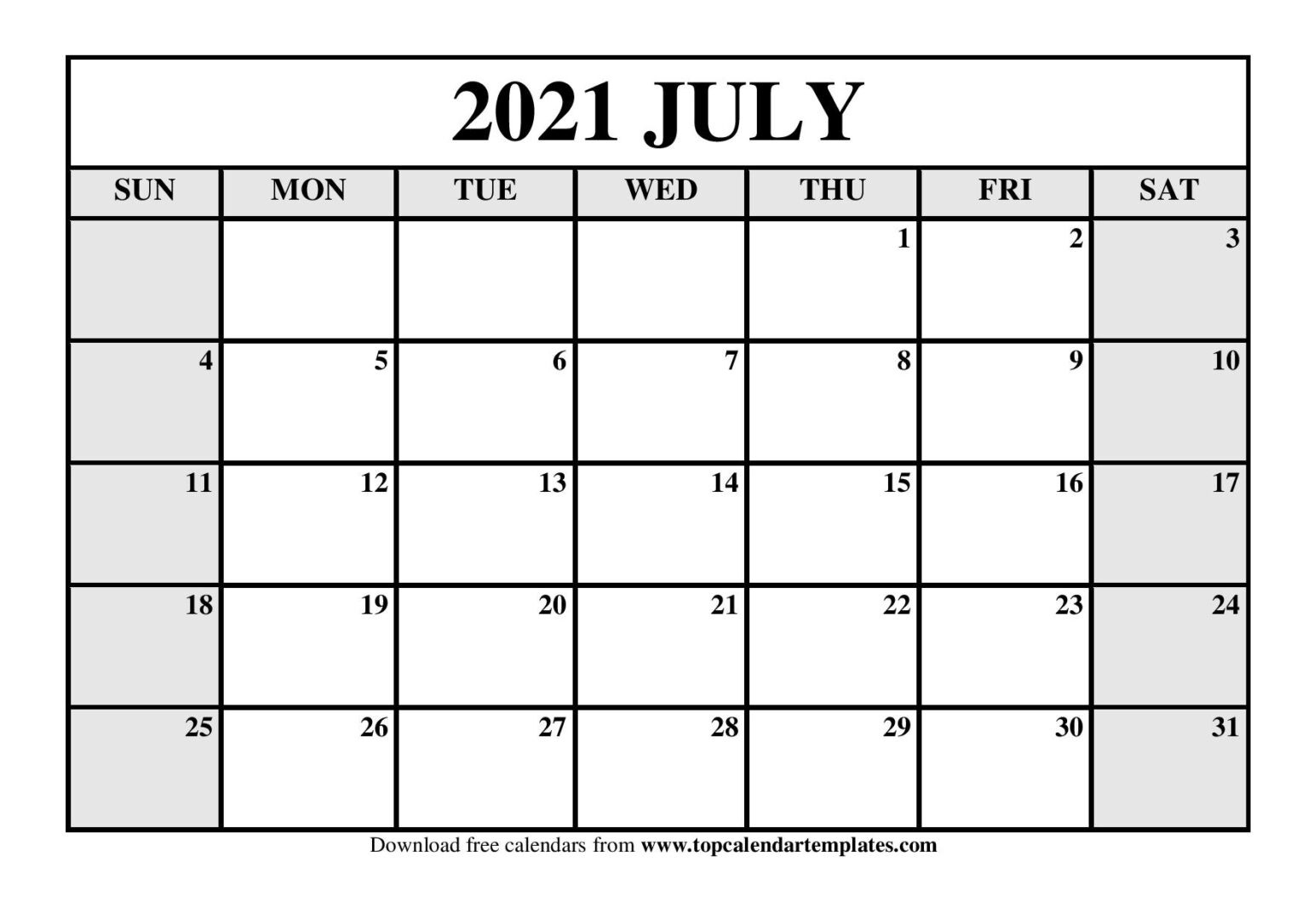 Free July 2021 Printable Calendar - Monthly Templates-Free Monthly Calendar 2021