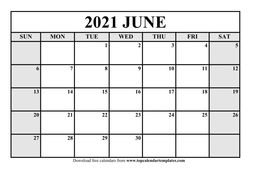 Free June 2021 Calendar Printable - Blank Templates-Blank June Monthly Calendar Printable 2021 8X10