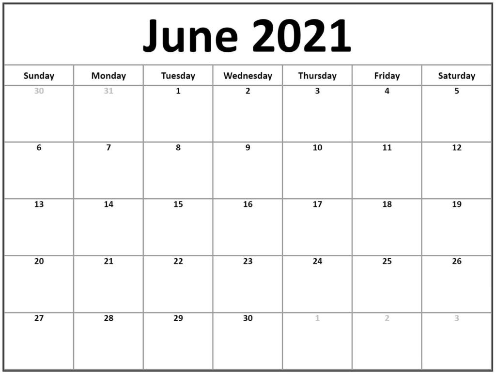 Free June 2021 Calendar Printable - Blank Templates-Free Monthly Calendar May And June 2021 Printable
