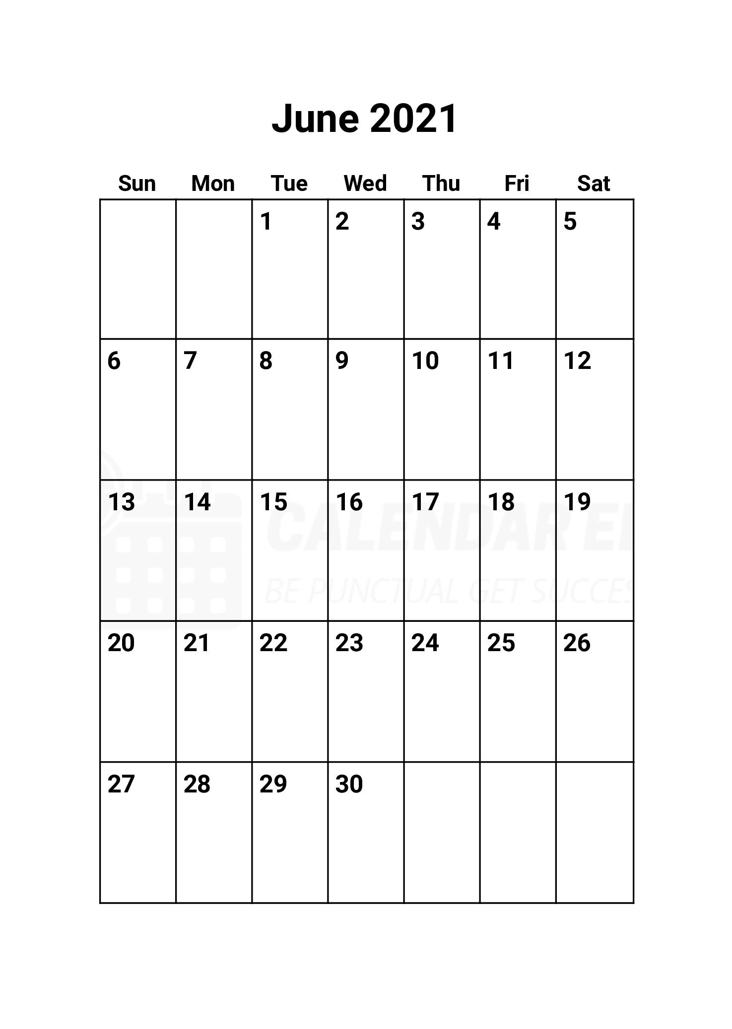Free June 2021 Calendars | 2021 Blank Printable Templates-June 2021 Calendar 4X6