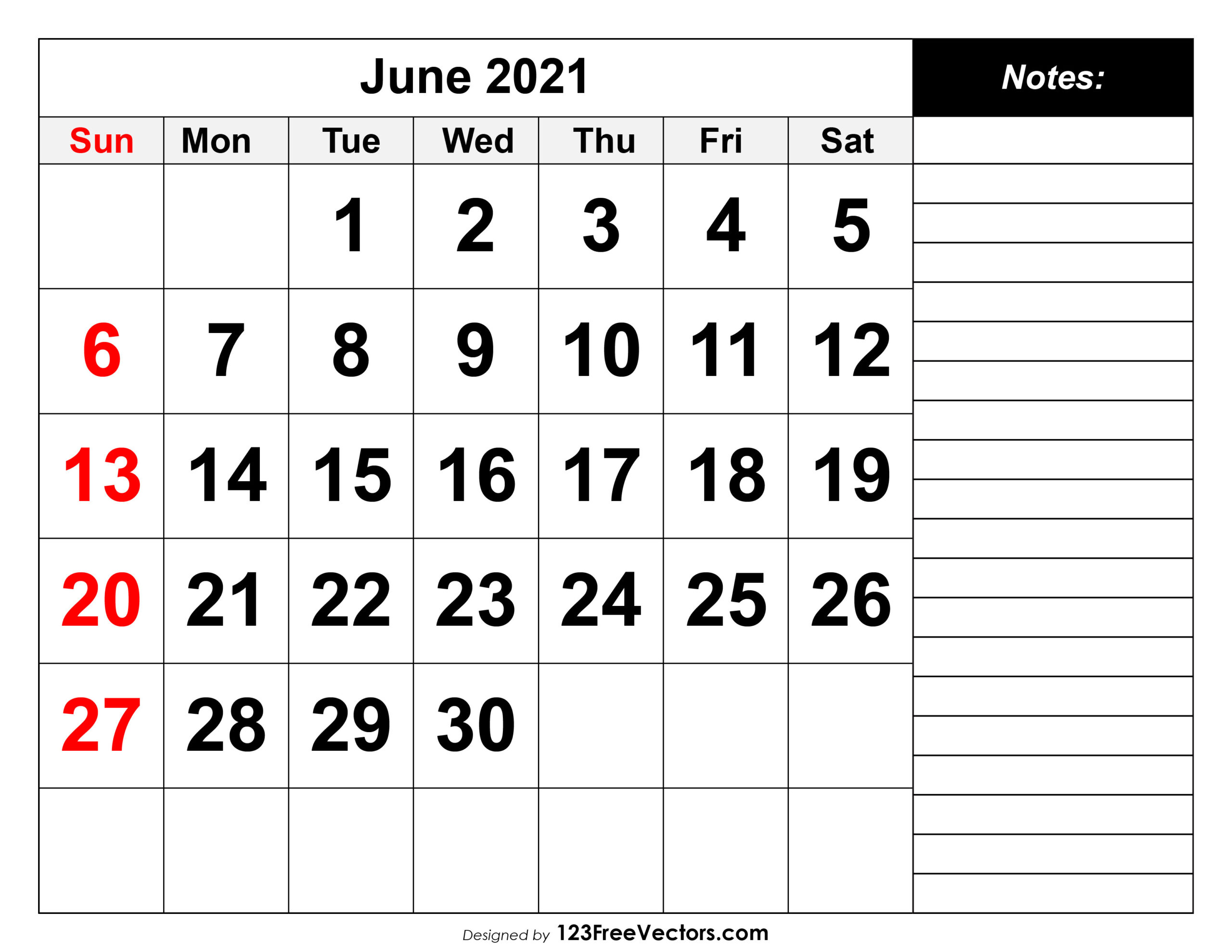 Free June 2021 Printable Calendar-June 2021 Printable