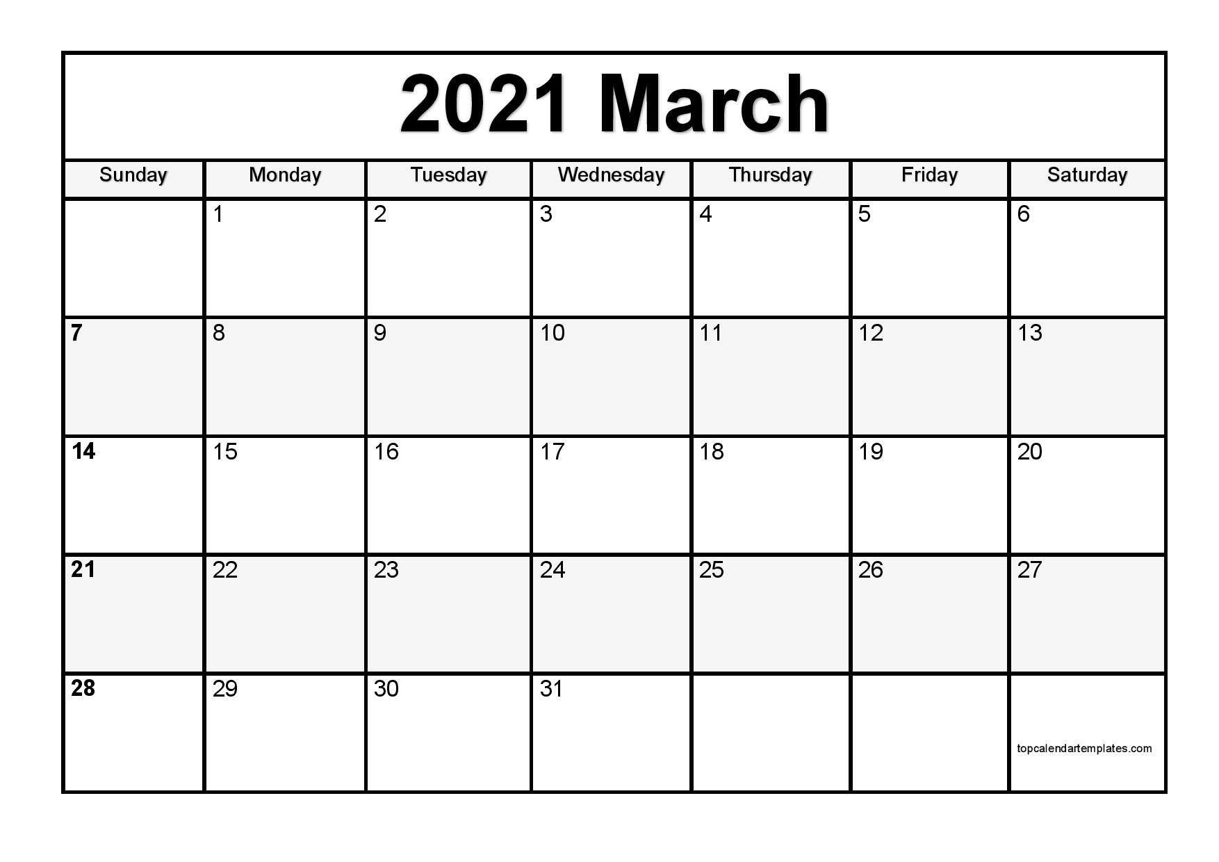 Free March 2021 Printable Calendar In Editable Format-2021 Leave Calendar Template