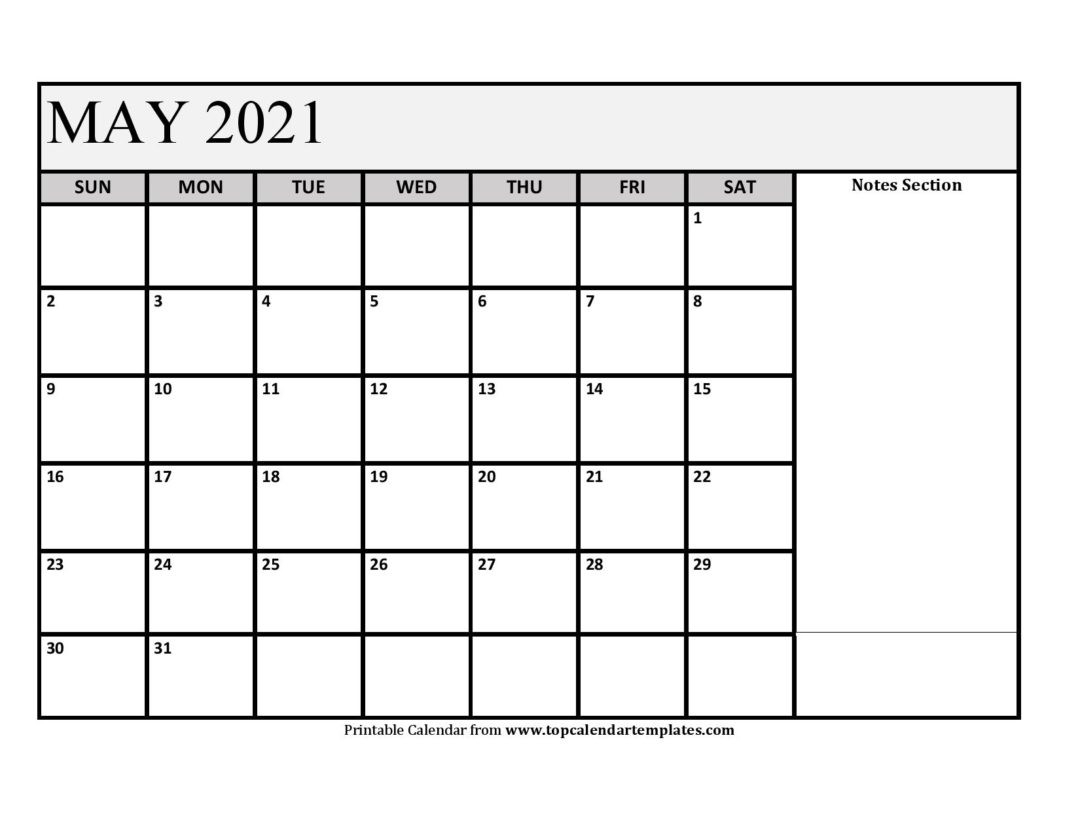 Free May 2021 Calendar Printable - Blank Templates-Free Weekly Calendar Template 2021