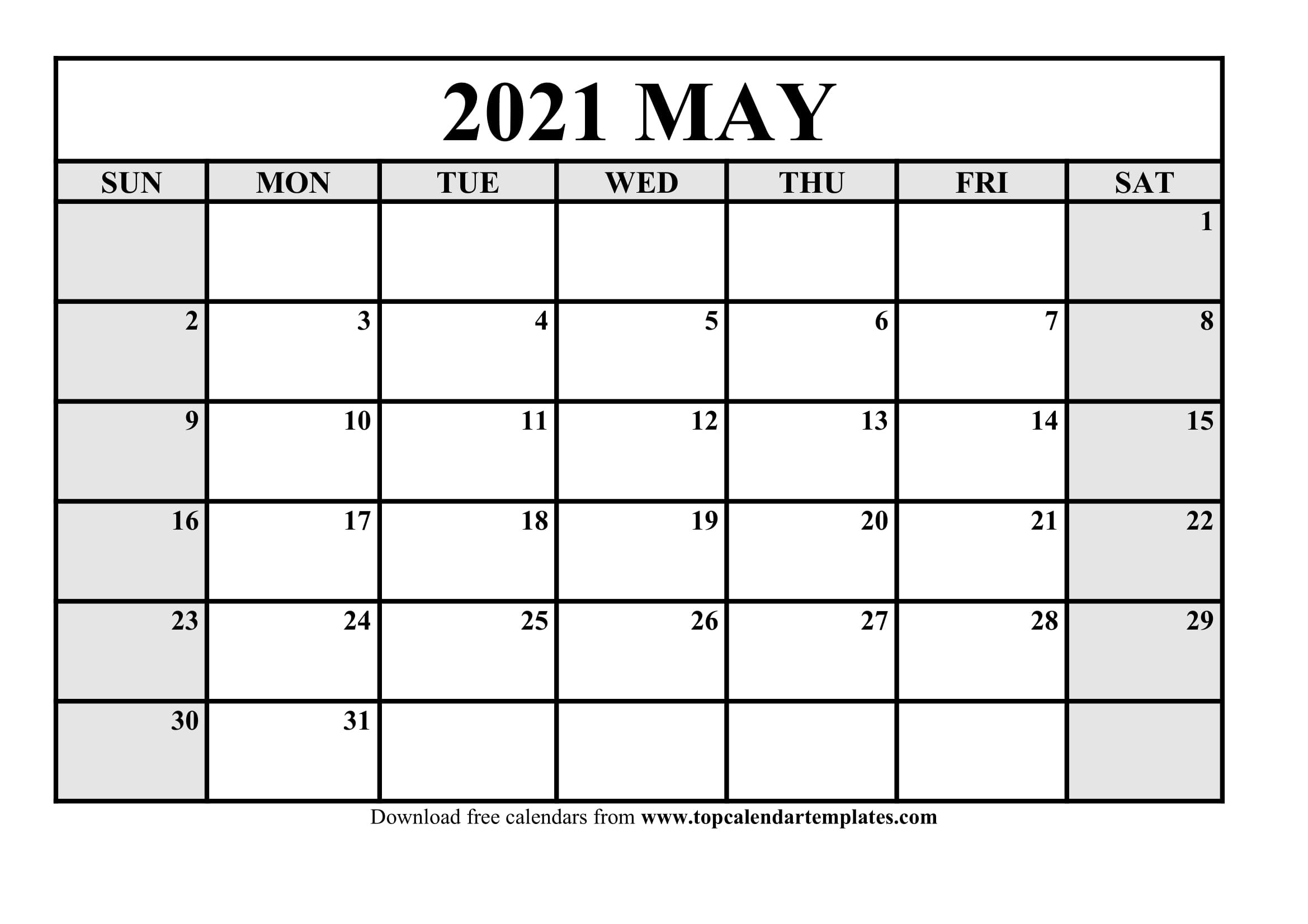 Free May 2021 Printable Calendar In Editable Format-Free Monthly Calendar 2021