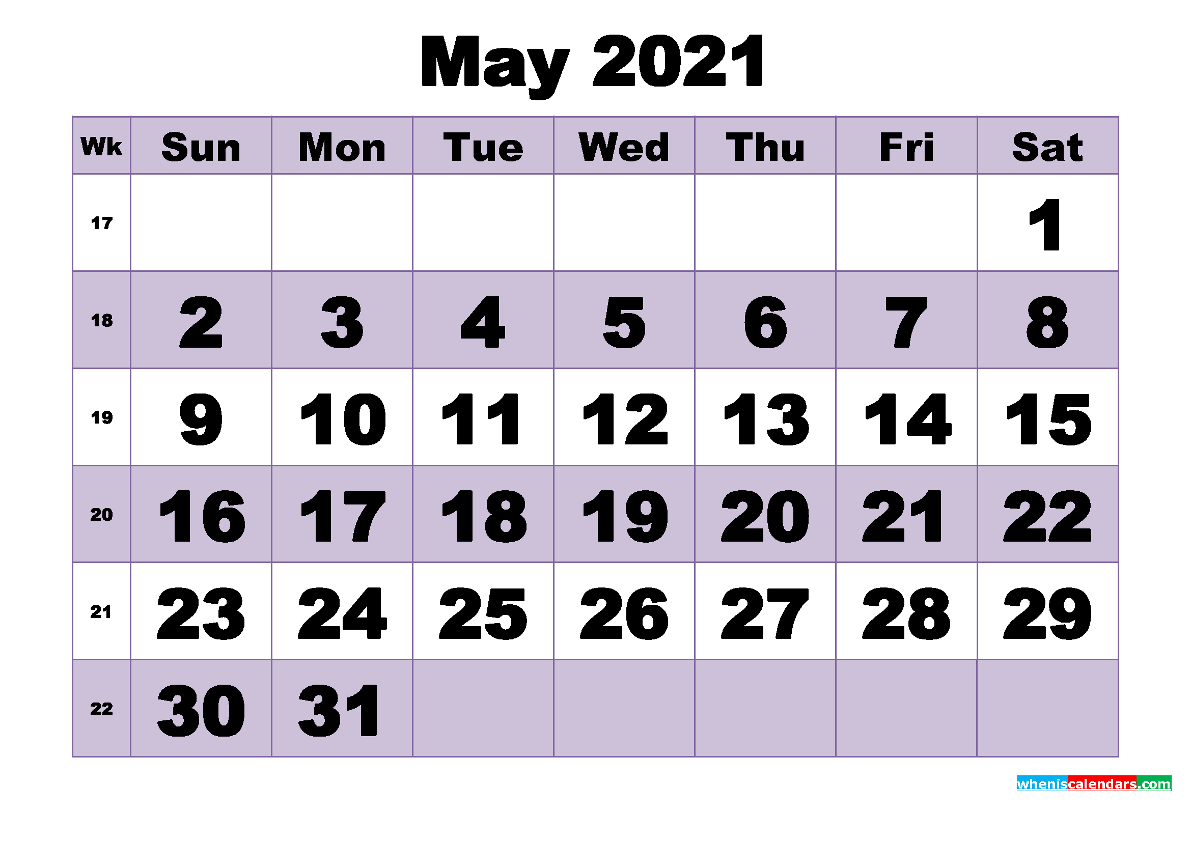 Free May 2021 Printable Monthly Calendar Template-2021 Free Printable Monthly Calendar Pages