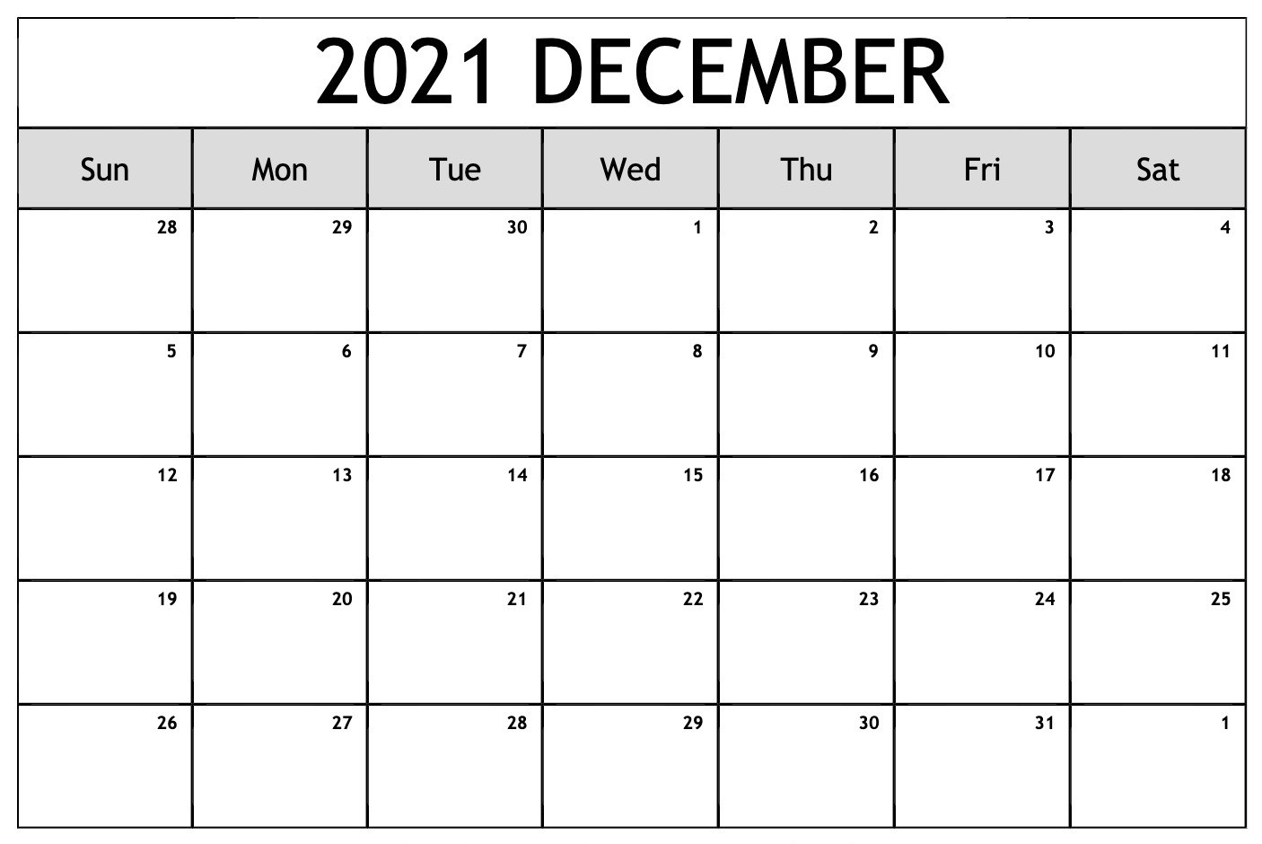 Free Monthly 2021 Printable Calendar Template-December 2021 Calendar Printable On 8X10