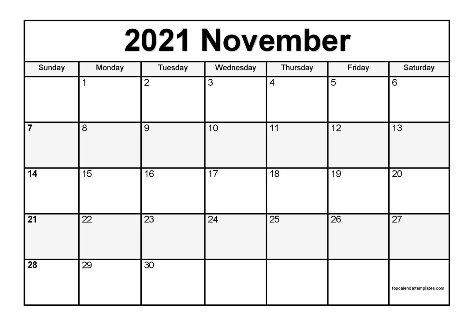 Free November 2021 Calendar Printable (Pdf, Word) Templates-2021 Attendance Calendar Download