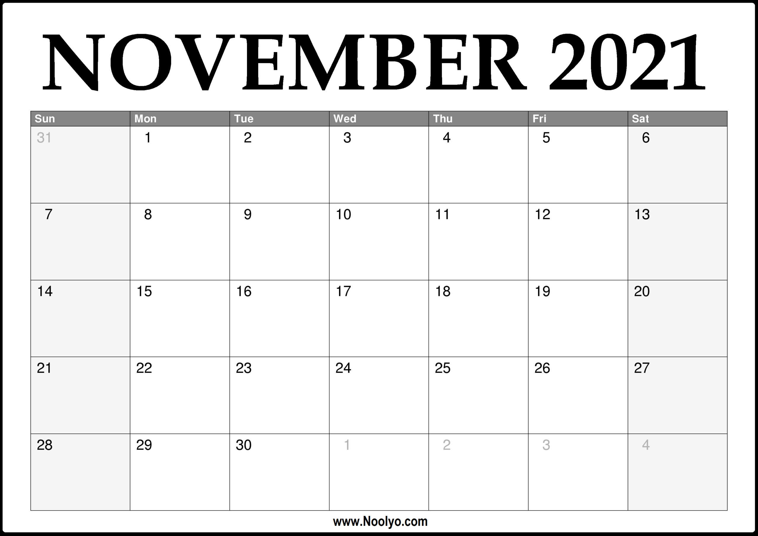 Free November Calendar 2021 | 2021 Calendar-Free Blank Monthly Calendar 2021
