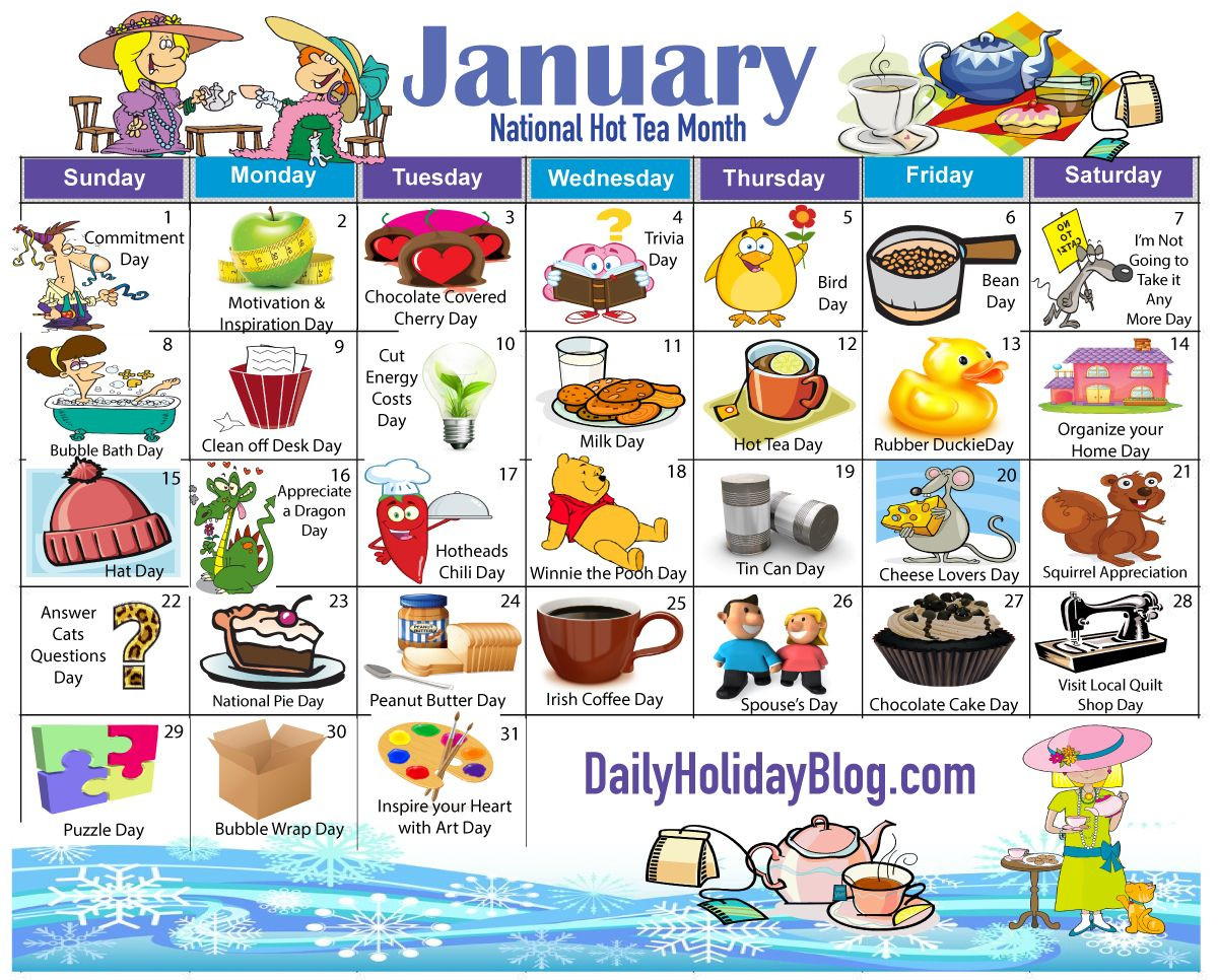 Free Patterns, Your January Calendar And Much More-2021 Printable Calendar Of National Food Holidays