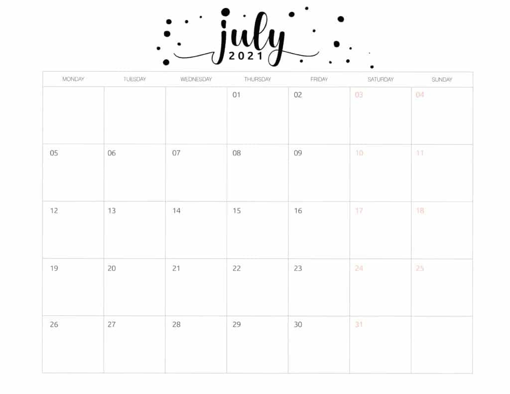 Free Printable 2021 Calendar Brush Art - World Of Printables-Printable 2021 Monthly Calendar 81/2 X 11 Inches